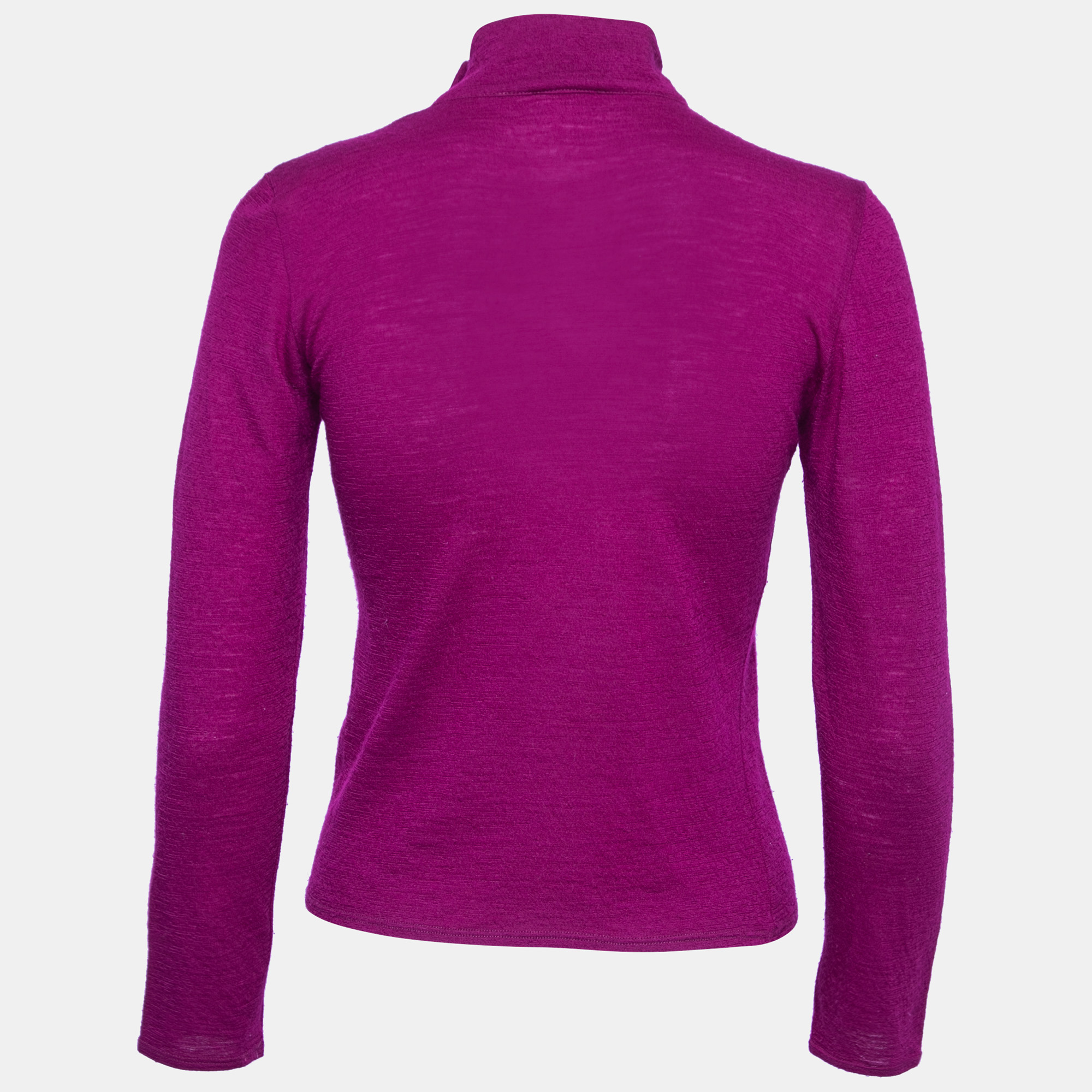 

Emporio Armani Purple Wool Cut-Out Detail Mock Neck Top