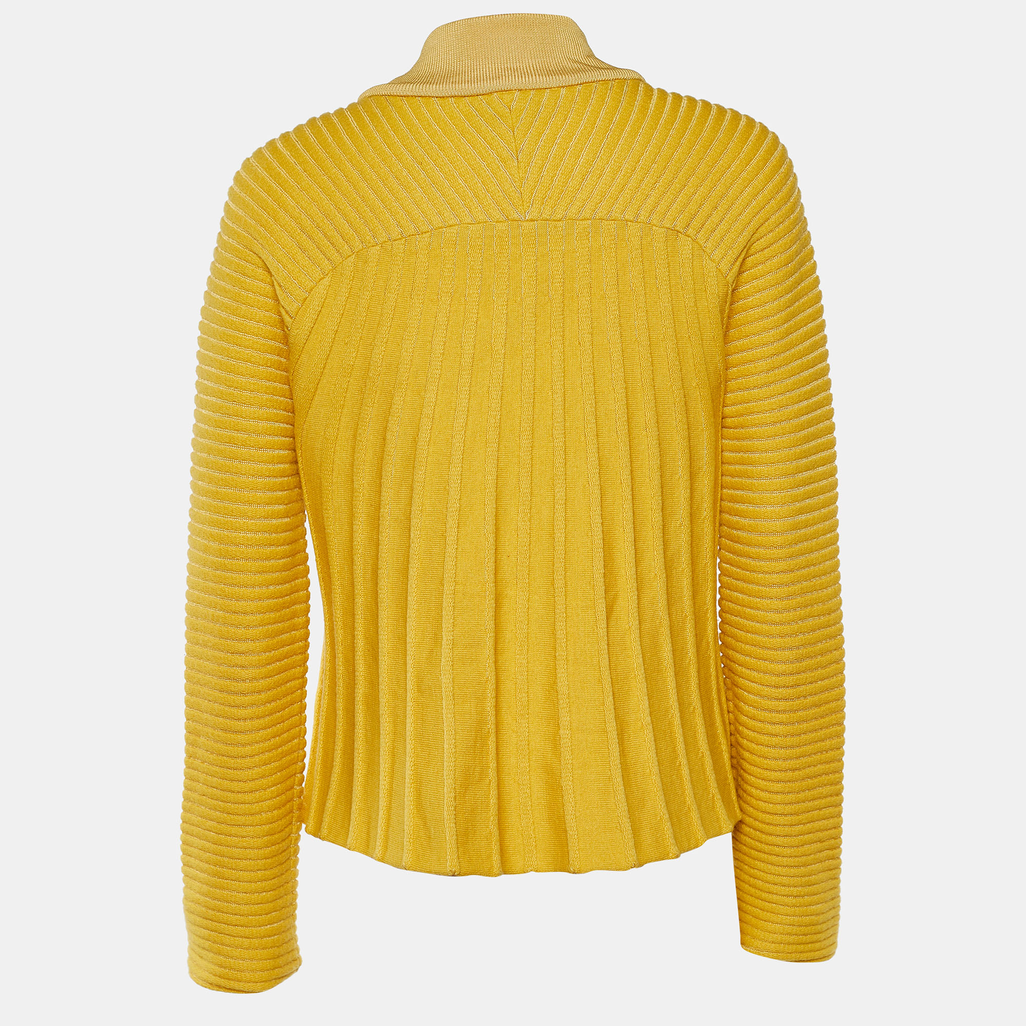 

Emporio Armani Yellow Wool Zip Front Cardigan