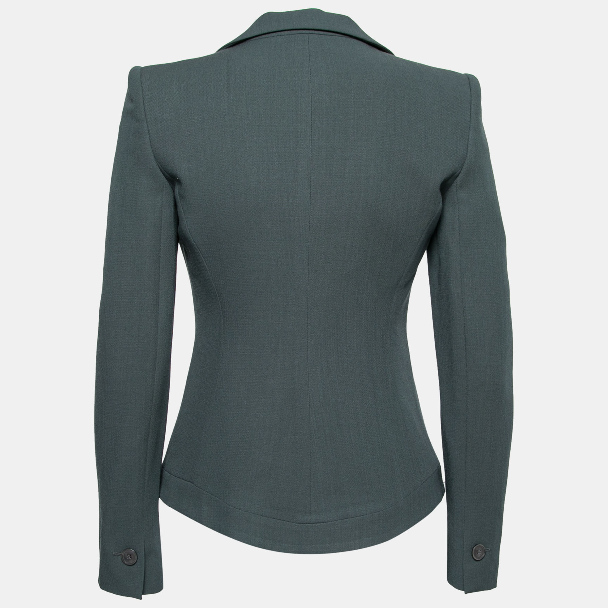 

Emporio Armani Dark Green Wool Crepe Single Breasted Blazer