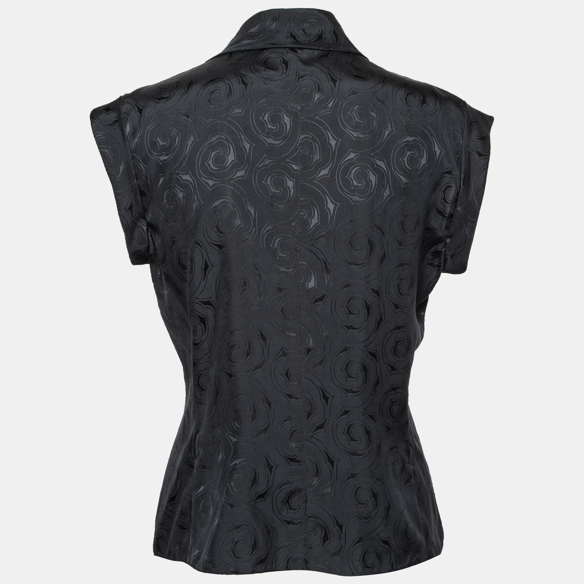 

Emporio Armani Black Printed Silk Button Front Top