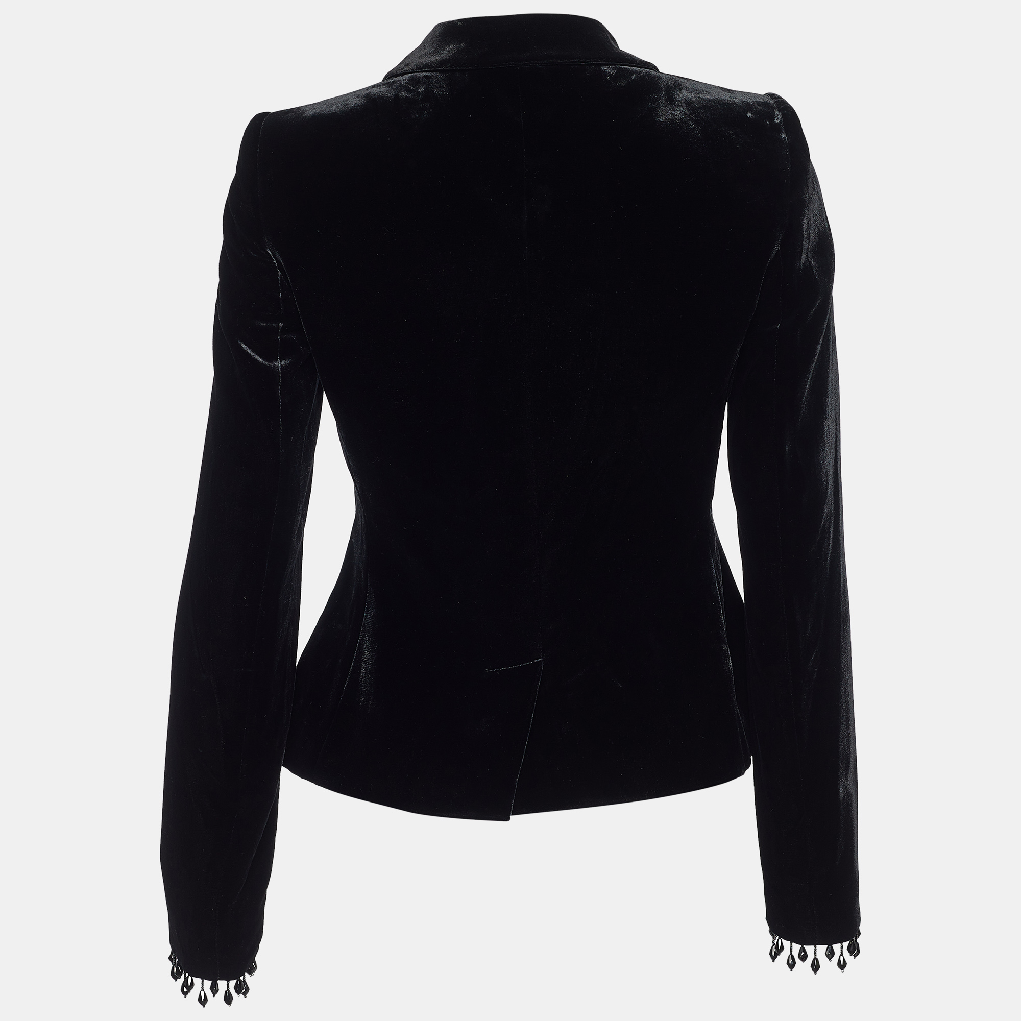 

Emporio Armani Black Velvet Bead Tasseled Blazer