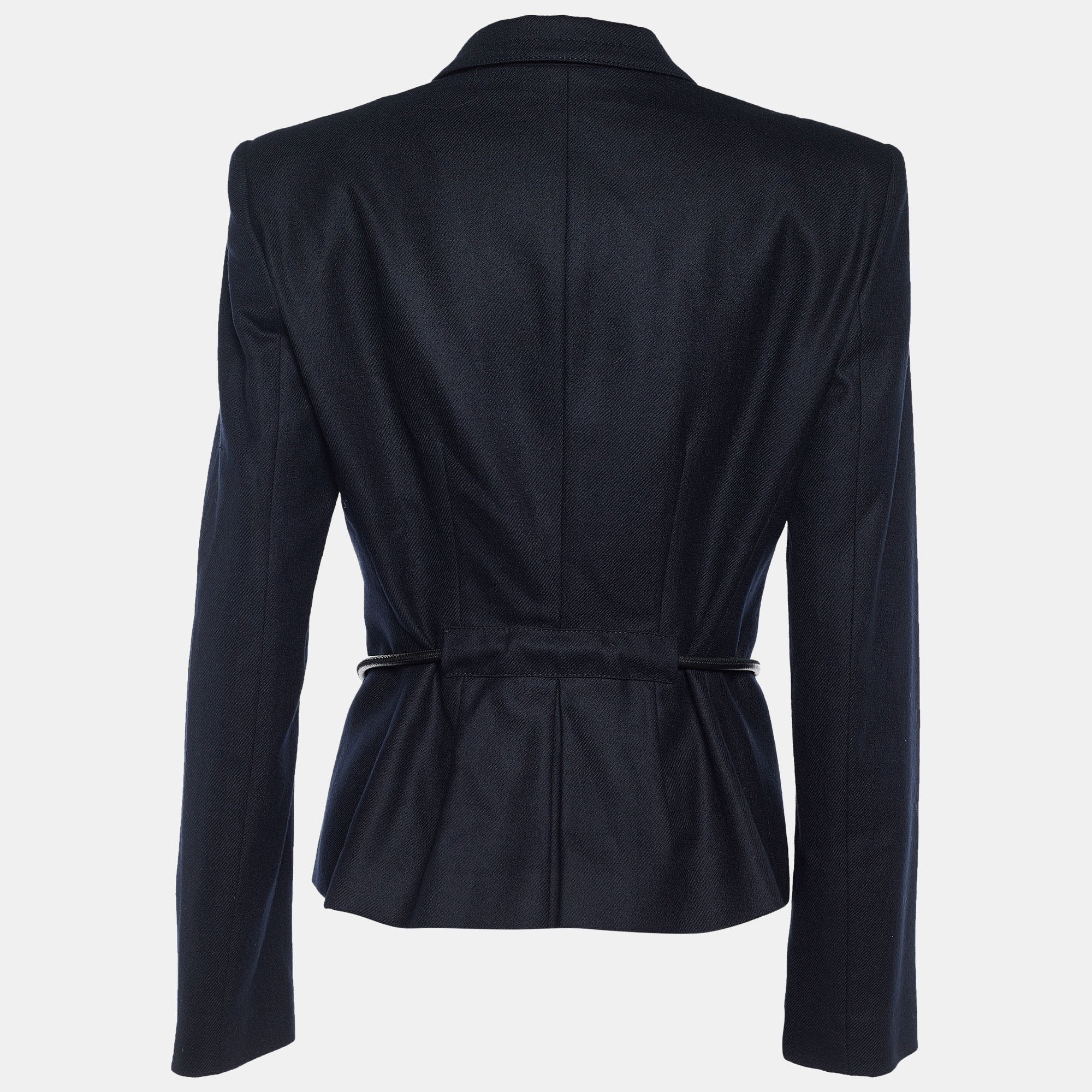 

Emporio Armani Navy Blue Wool Belted Blazer