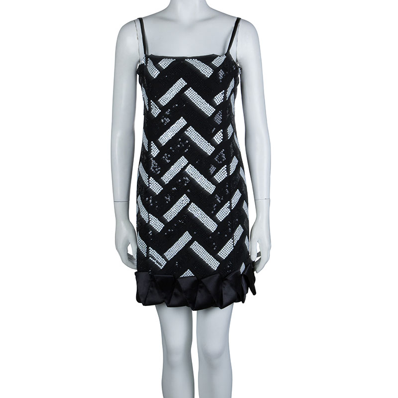 

Emporio Armani Monochrome Sequin Embellished Sleeveless Dress, Black