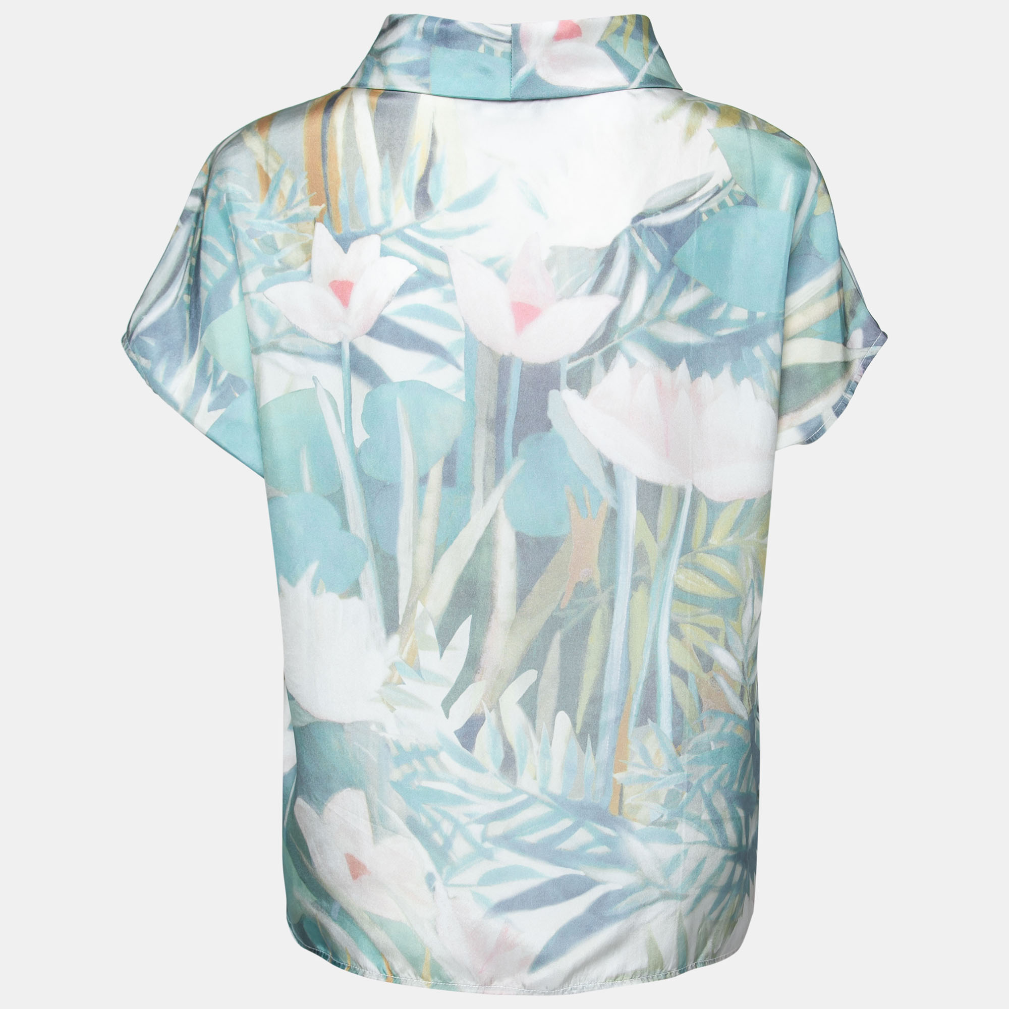 

Emporio Armani Light Blue Floral Printed Silk Top