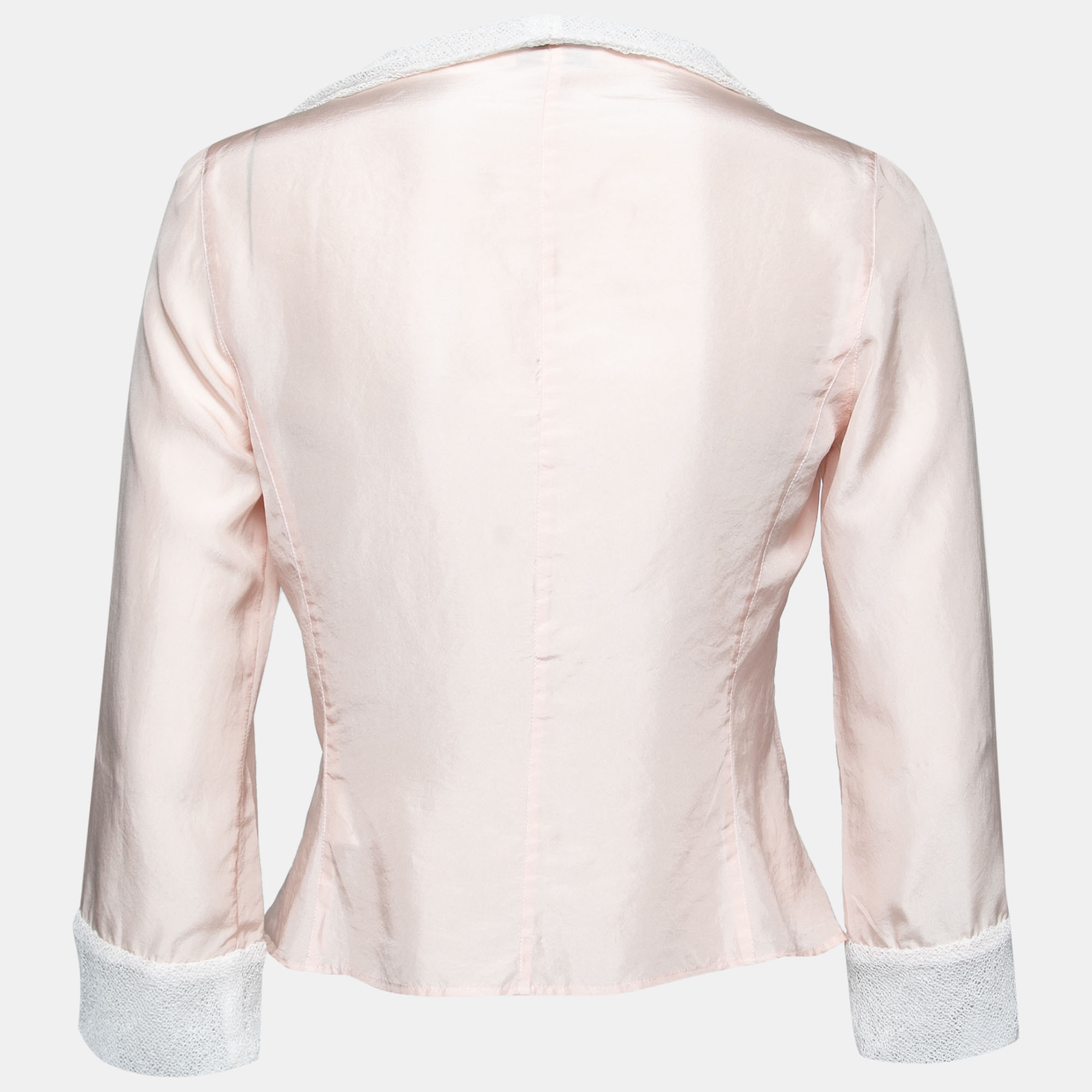 

Emporio Armani Pink Silk & Knit Trimmed Front Tie Jacket