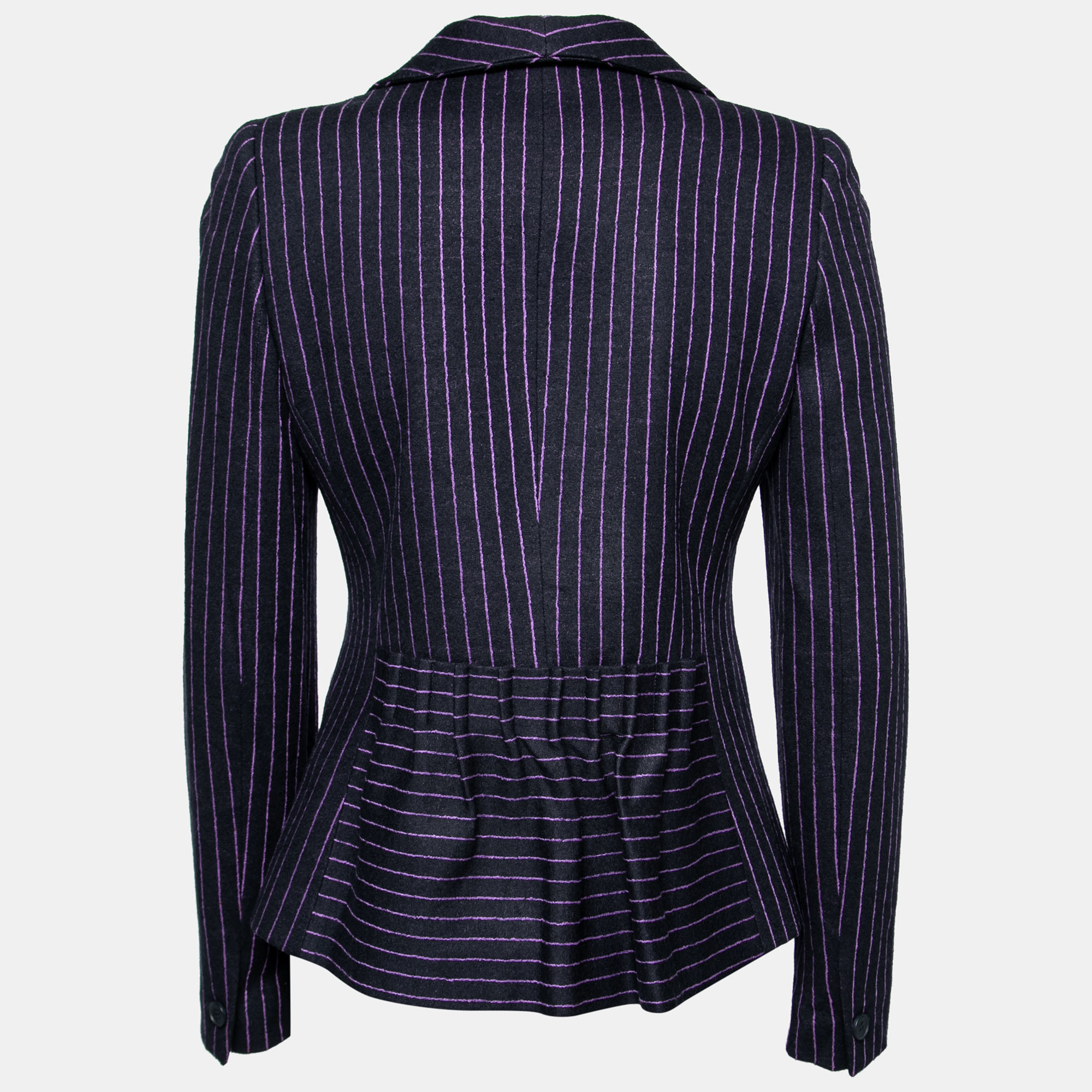 

Emporio Armani Black & Purple Striped Wool Single Breasted Blazer
