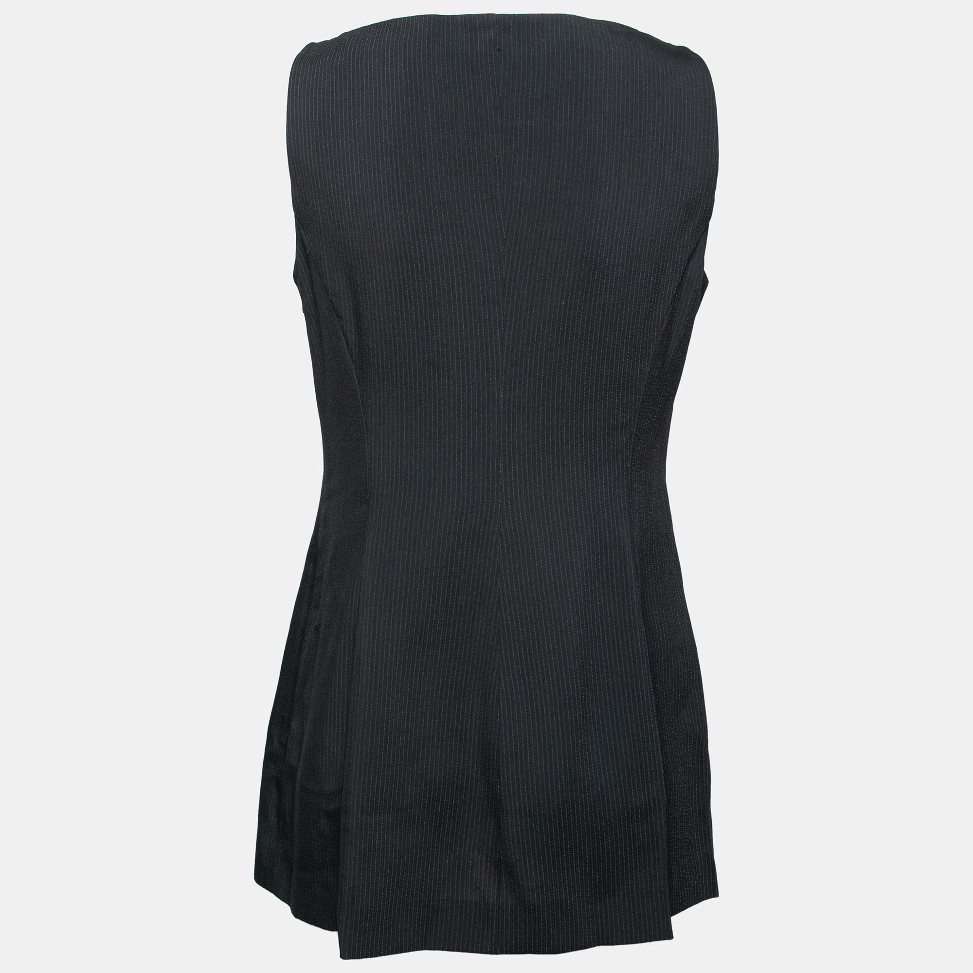 

Emporio Armani Black Striped Crepe Sleeveless Top