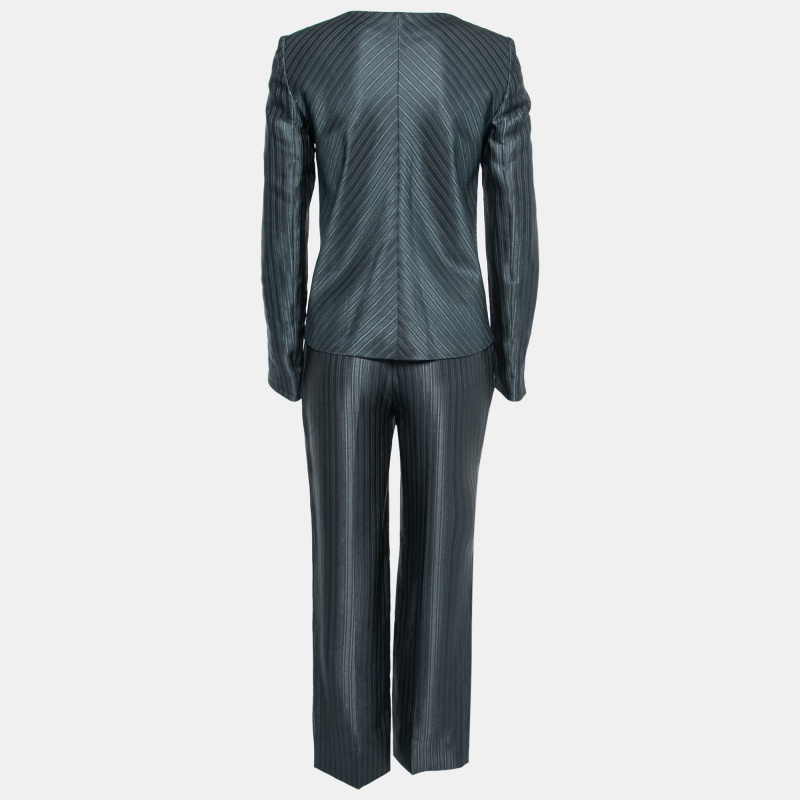 

Emporio Armani Dark Grey Silk & Linen Button Front Jacket & Pant Suit