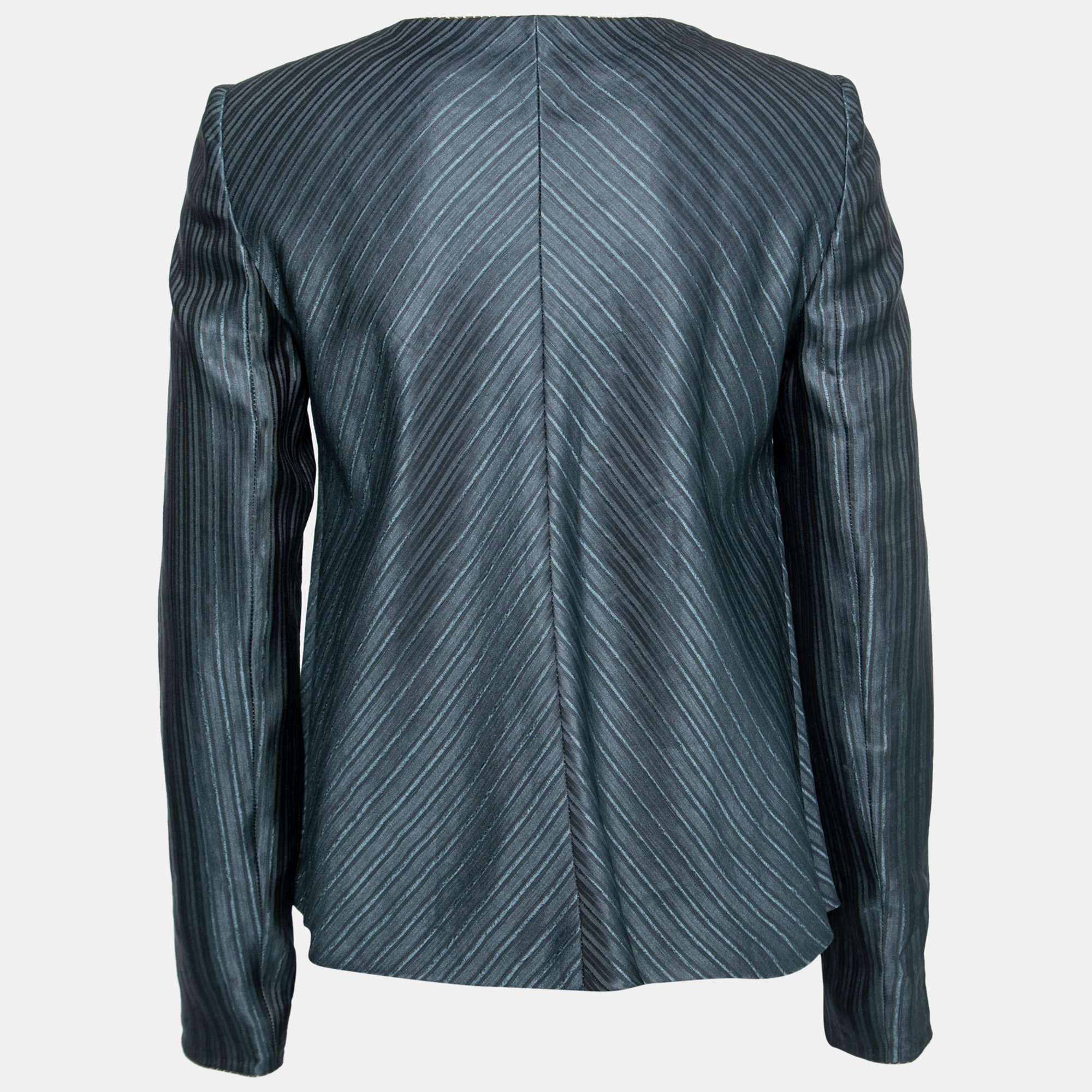 

Emporio Armani Dark Grey Silk & Linen Button Front Jacket