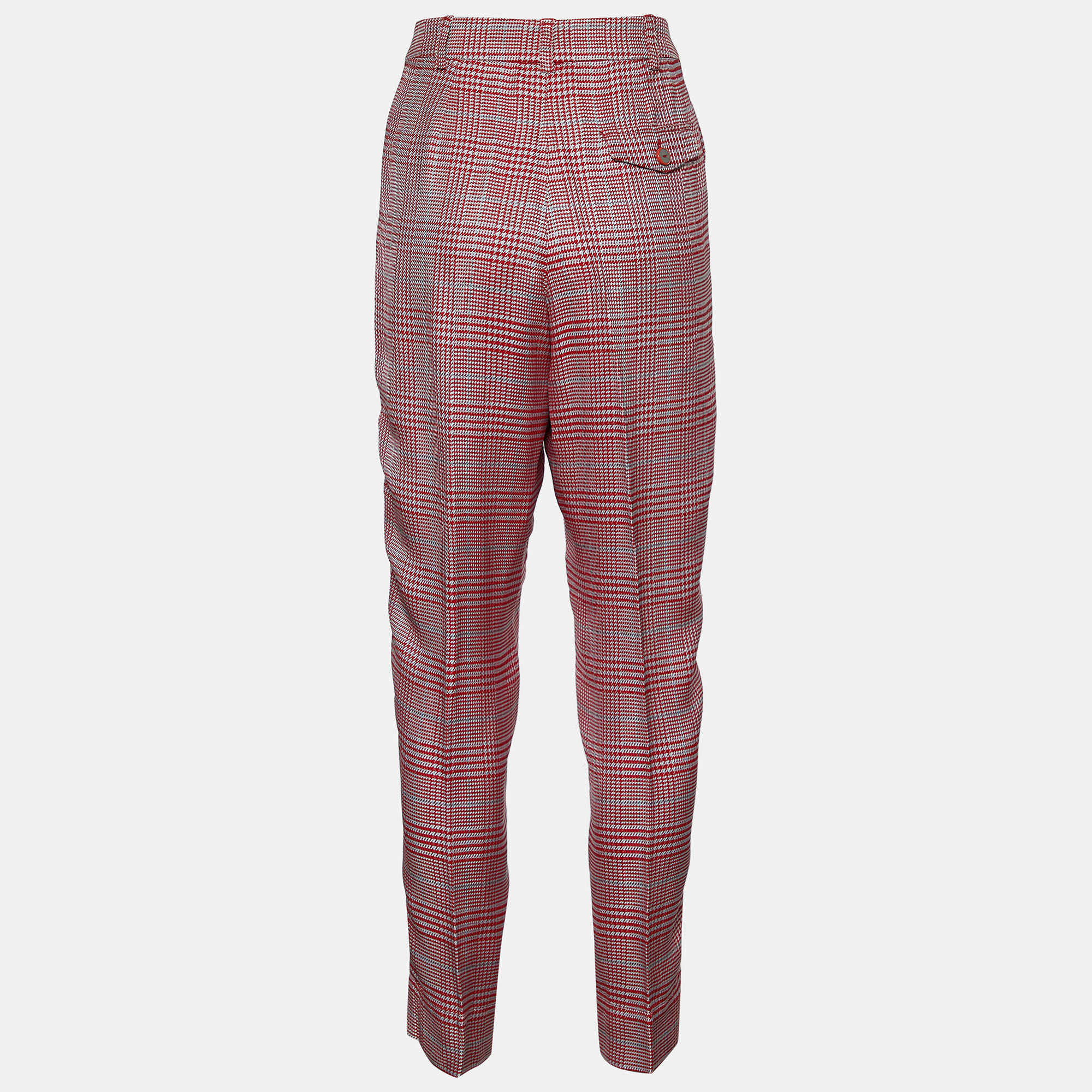 

Emporio Armani Red Houndstooth Pattern Crepe Trousers