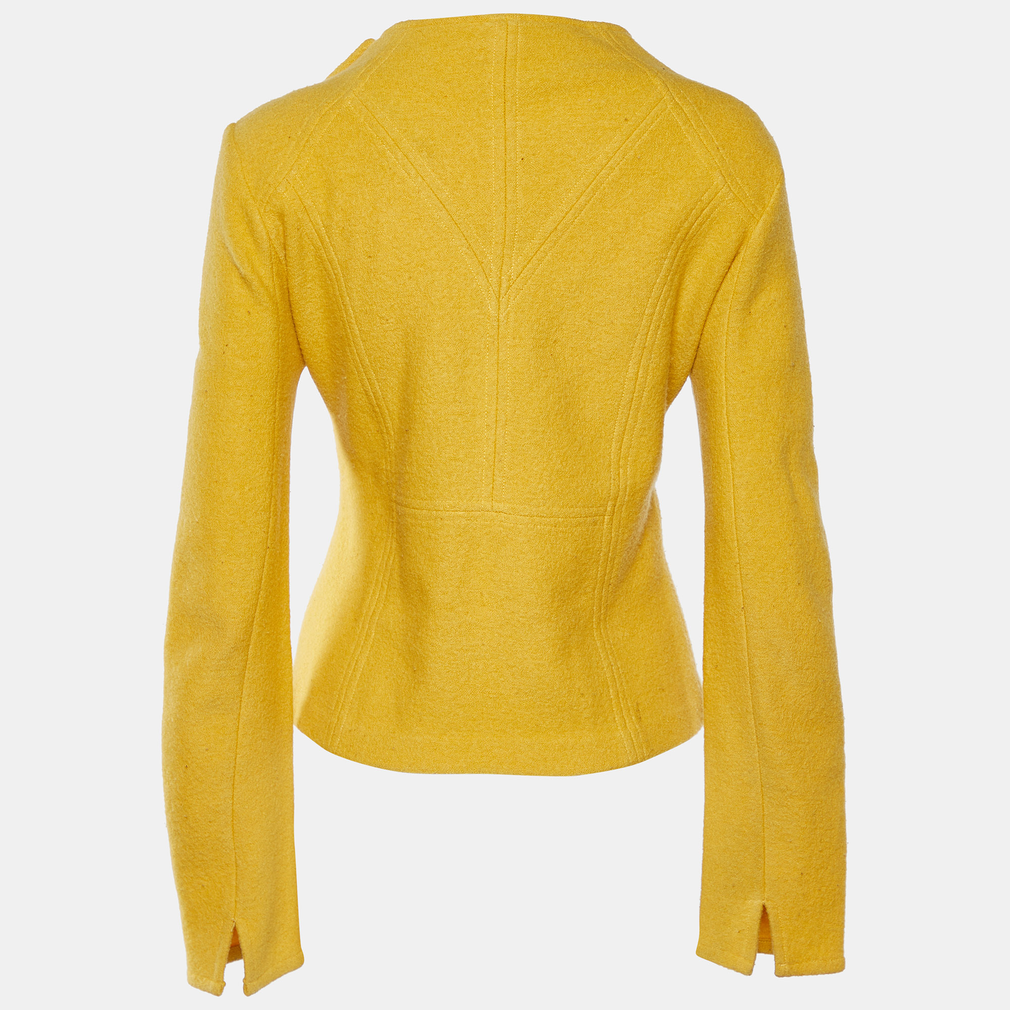 

Emporio Armani Yellow Wool Applique Detail Zip Up Jacket