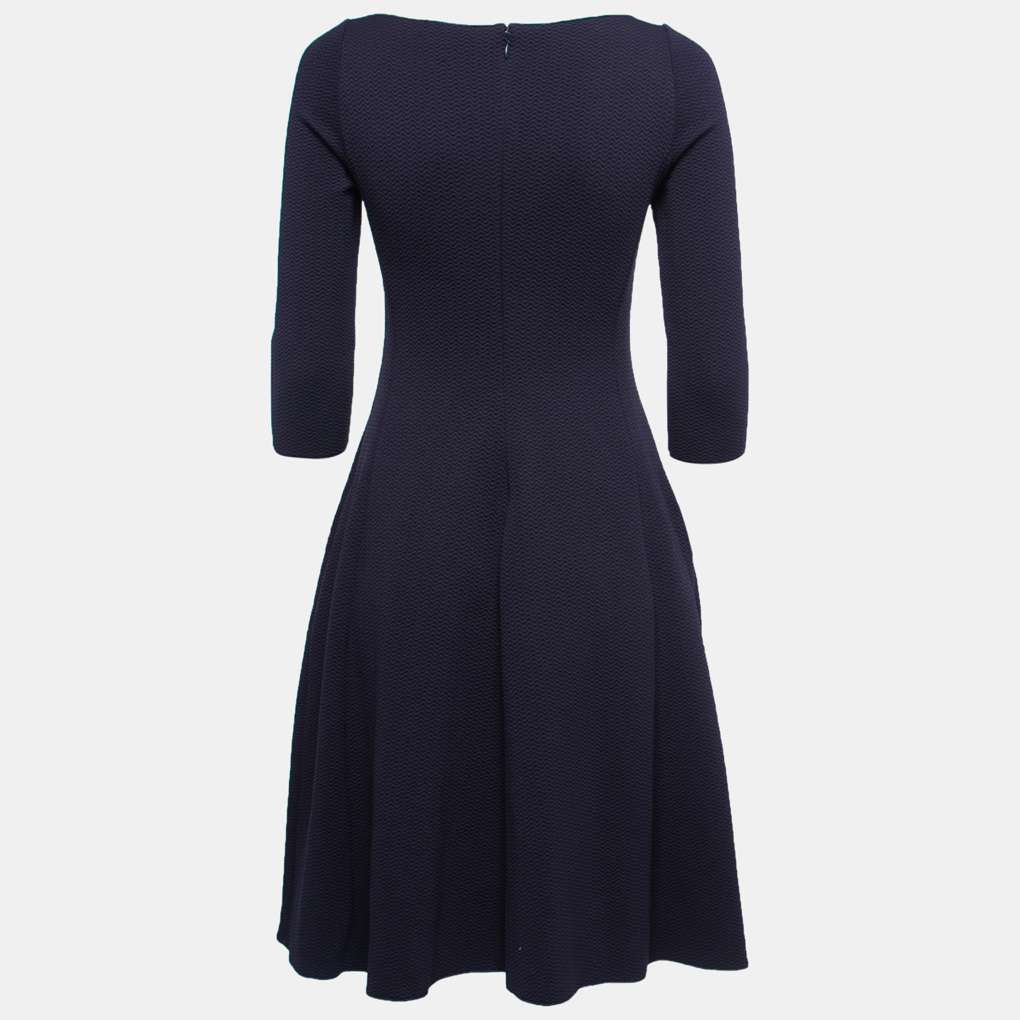 

Emporio Armani Navy Blue Wave Pattern Knit Midi Dress