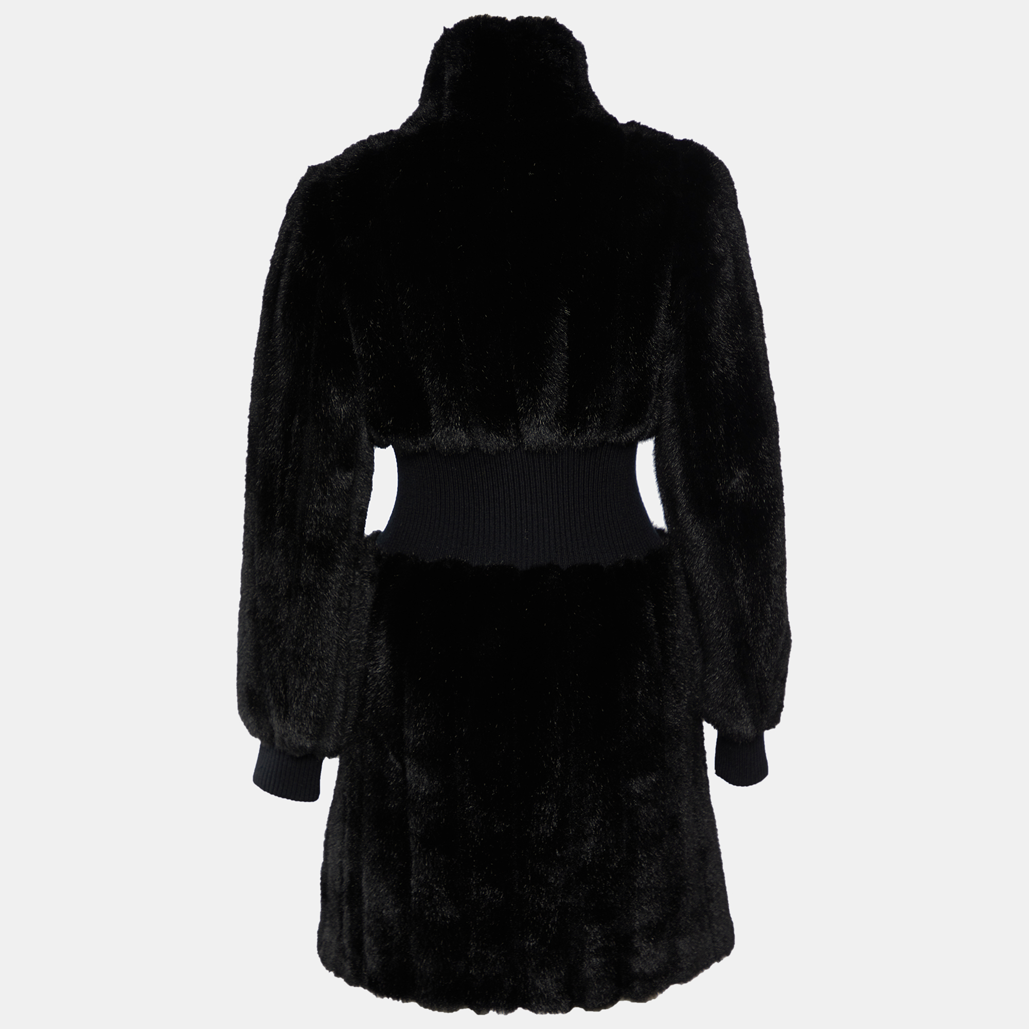 

Emporio Armani Black Faux Fur Rib Waist Zip Front Dress