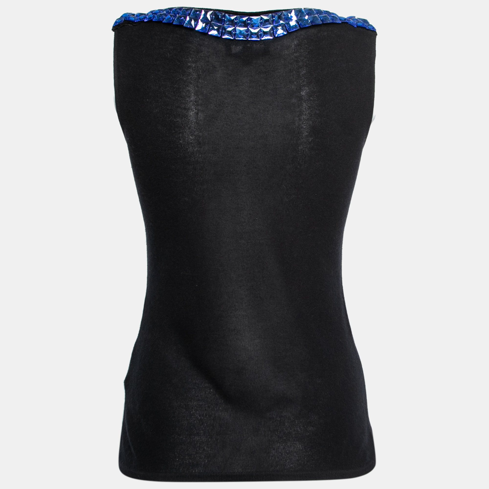 

Emporio Armani Black Silk Knit Crystal Embellished Top