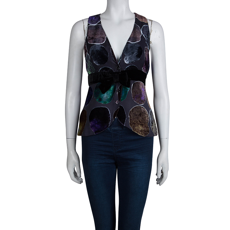 

Emporio Armani Multicolor Devore Abstract Print Bow Detail Sleeveless Top