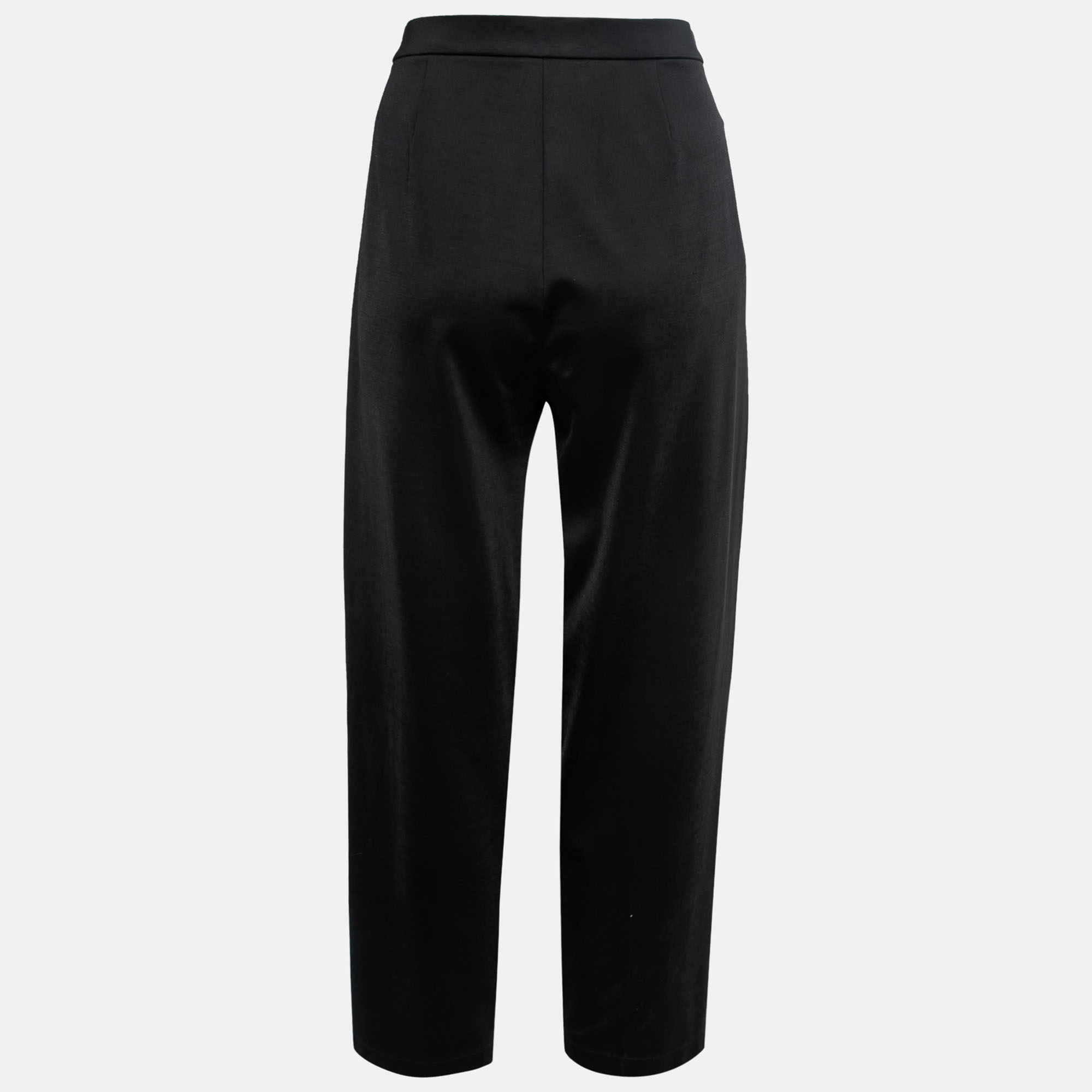

Emporio Armani Black Knit Front Pleat Wide Leg Trousers