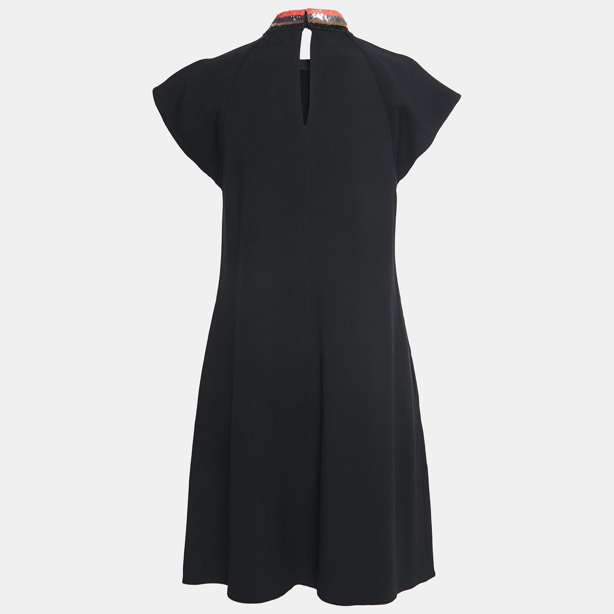 

Emporio Armani Black Crepe Sequined Collar Midi Dress