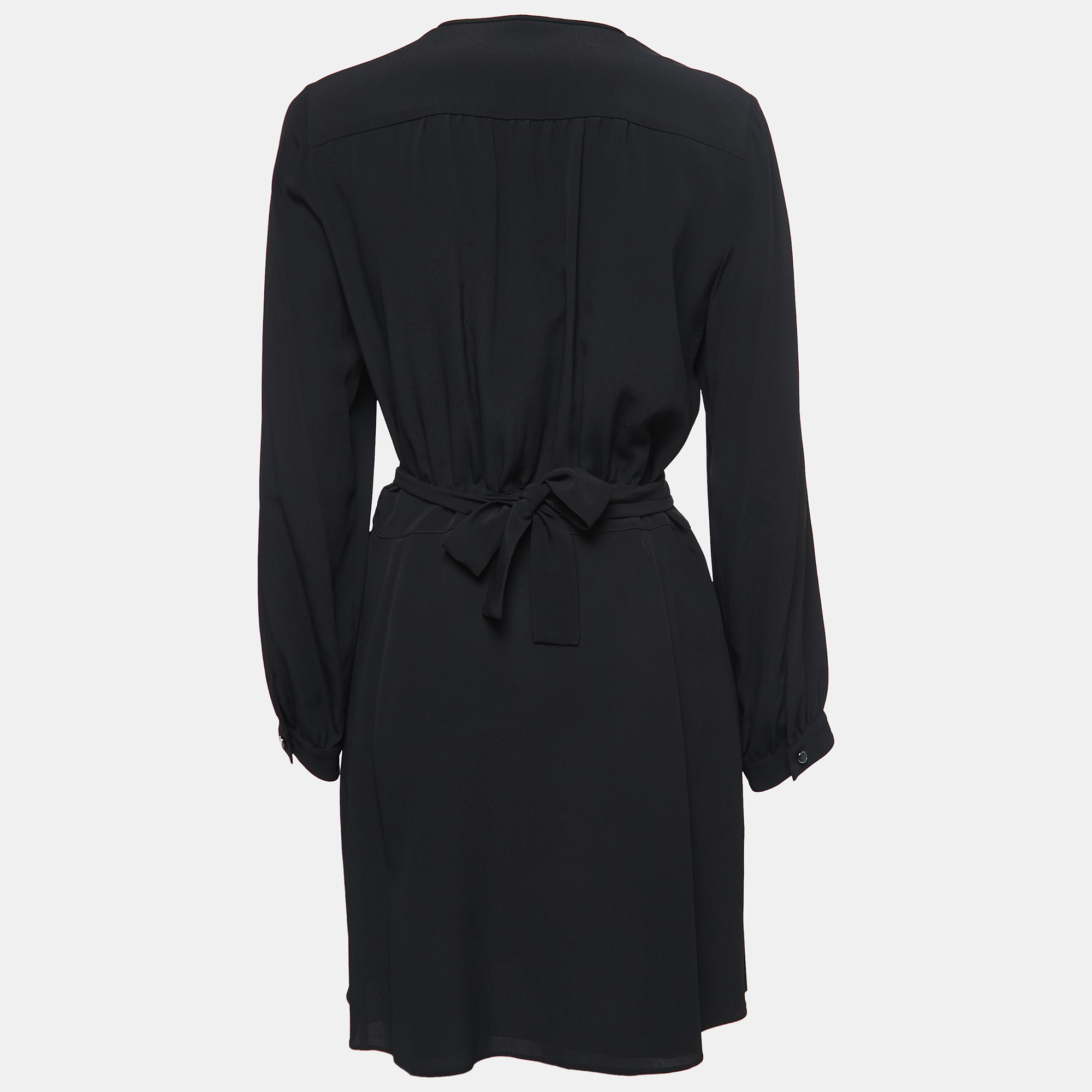 

Emporio Armani Black/Red Crepe Pleated A Line Dress
