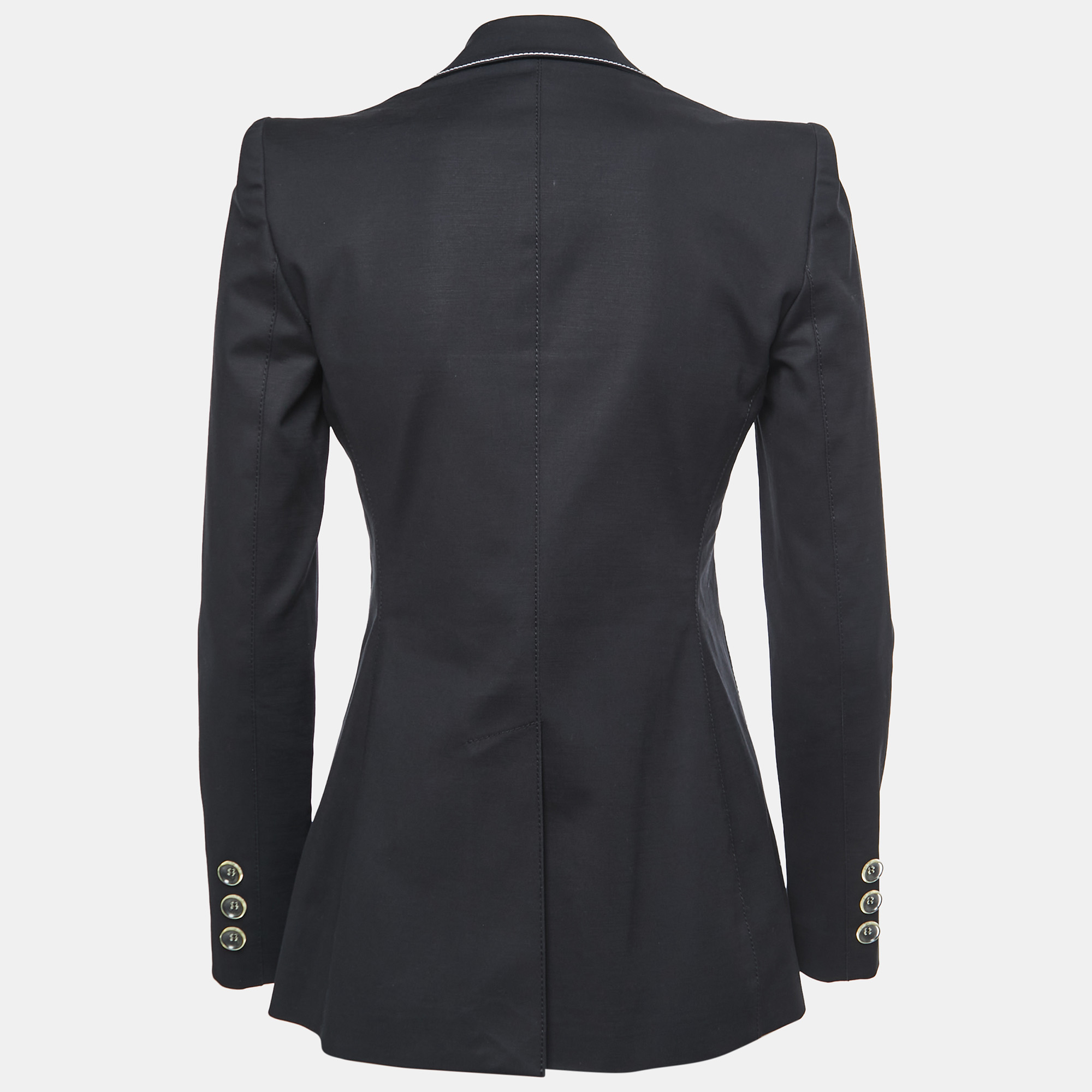 

Emporio Armani Vintage Black Stretch Cotton Single-Button Blazer
