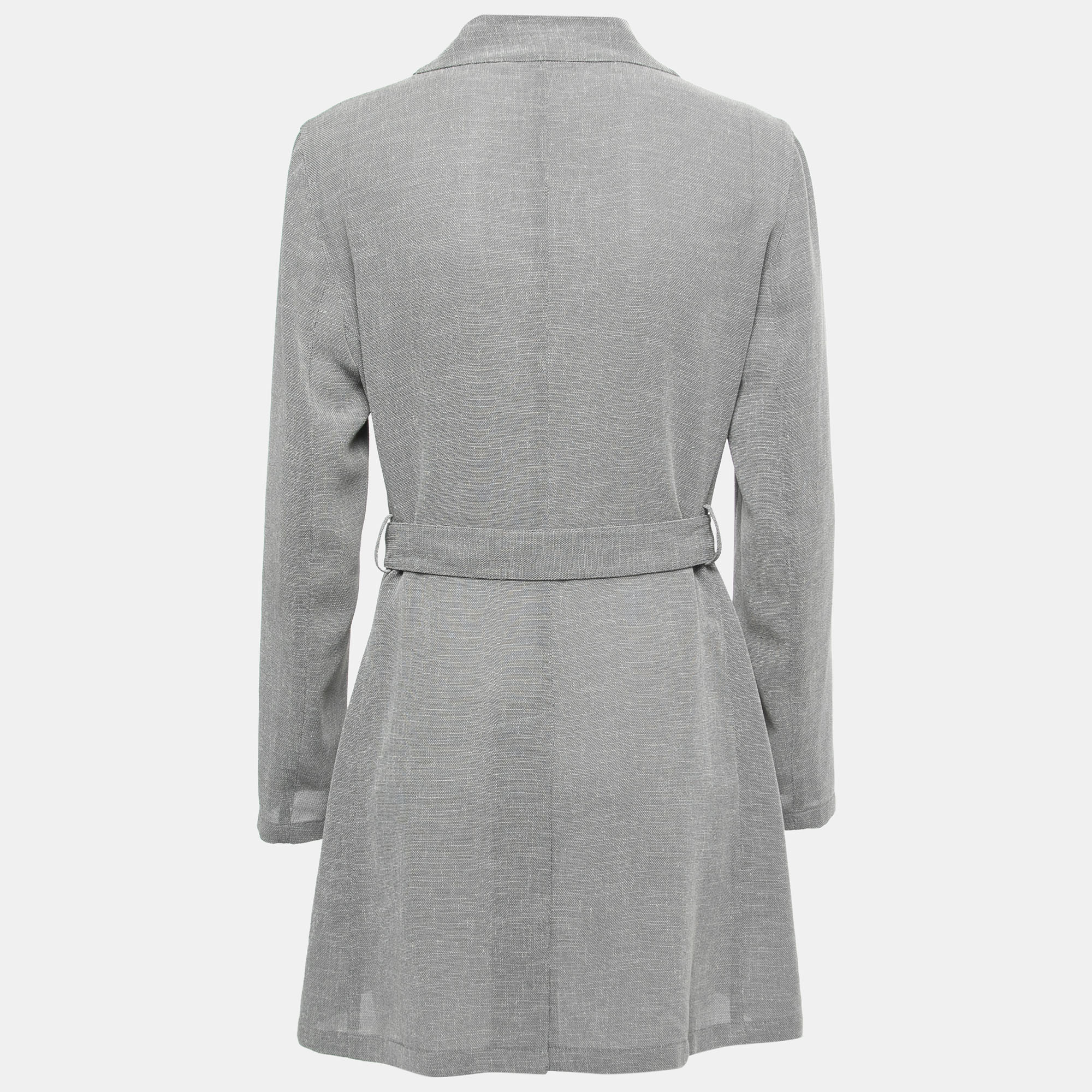 

Emporio Armani Grey Textured Belted Jacket