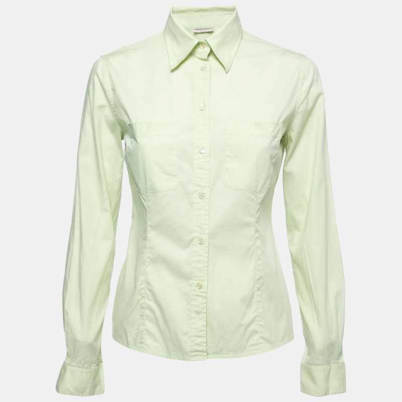 Pre-owned Emporio Armani Lime Green Cotton Button Down Shirt M