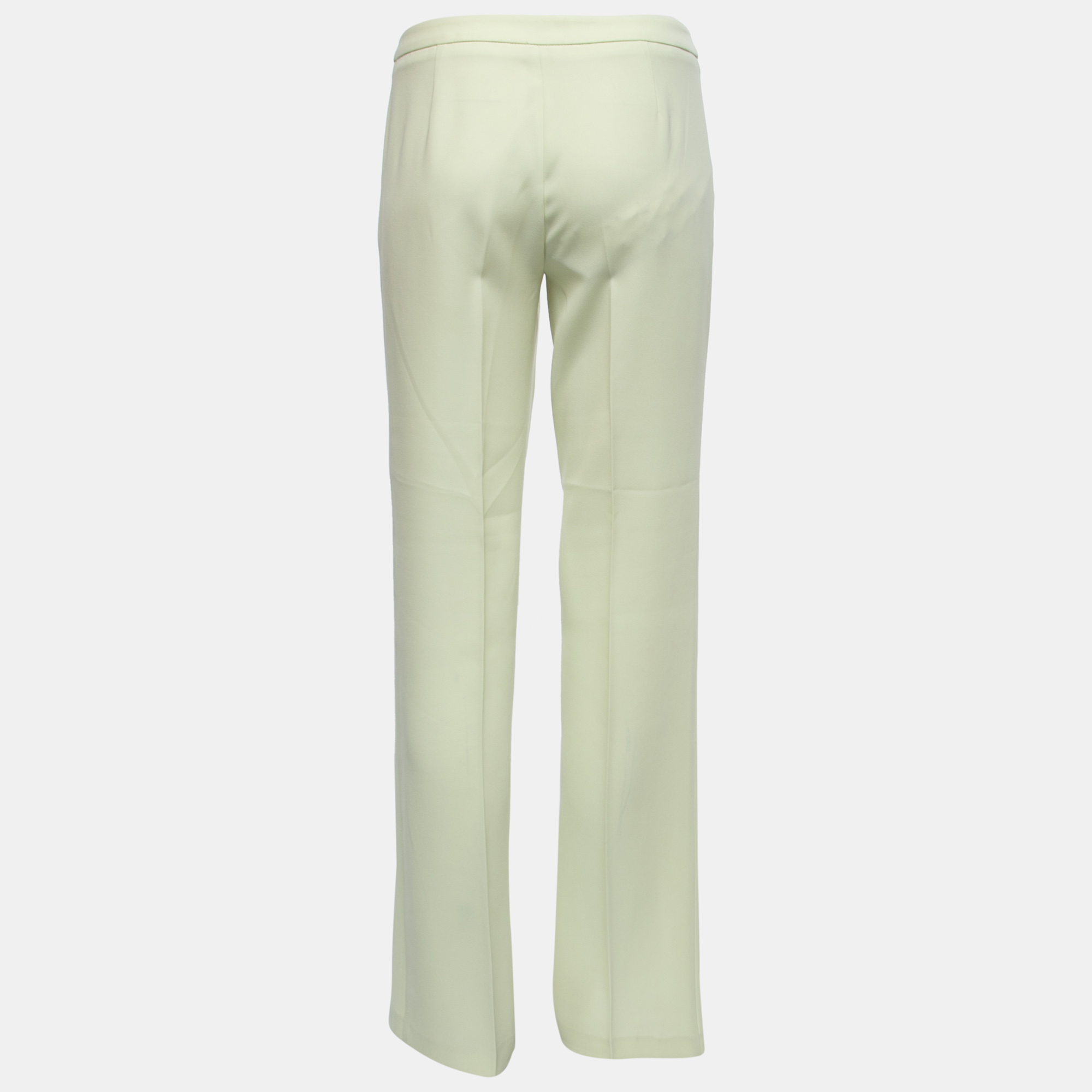 

Emporio Armani Lime Green Crepe Straight Leg Trousers