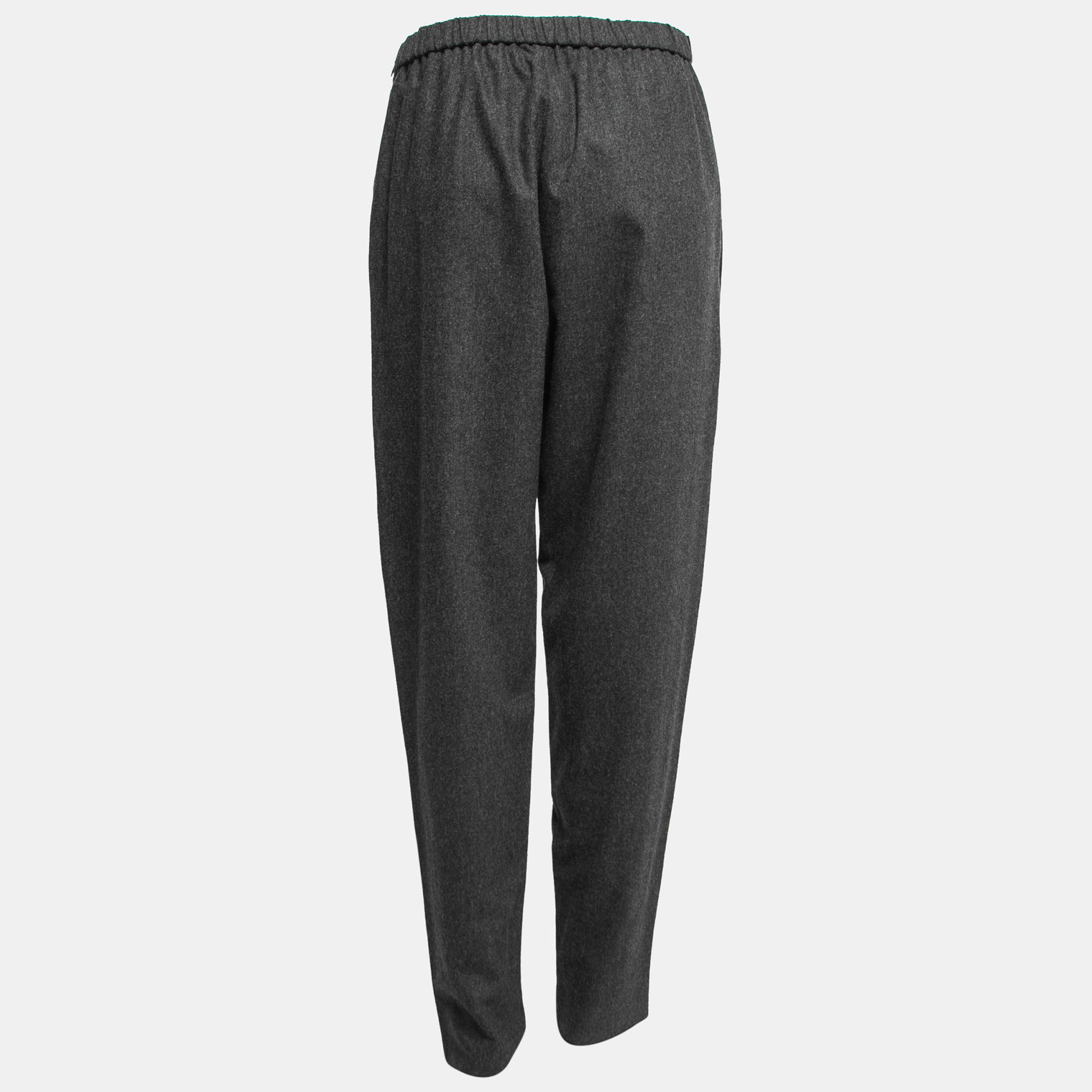 

Emporio Armani Charcoal Grey Wool Elastic Waist Trousers