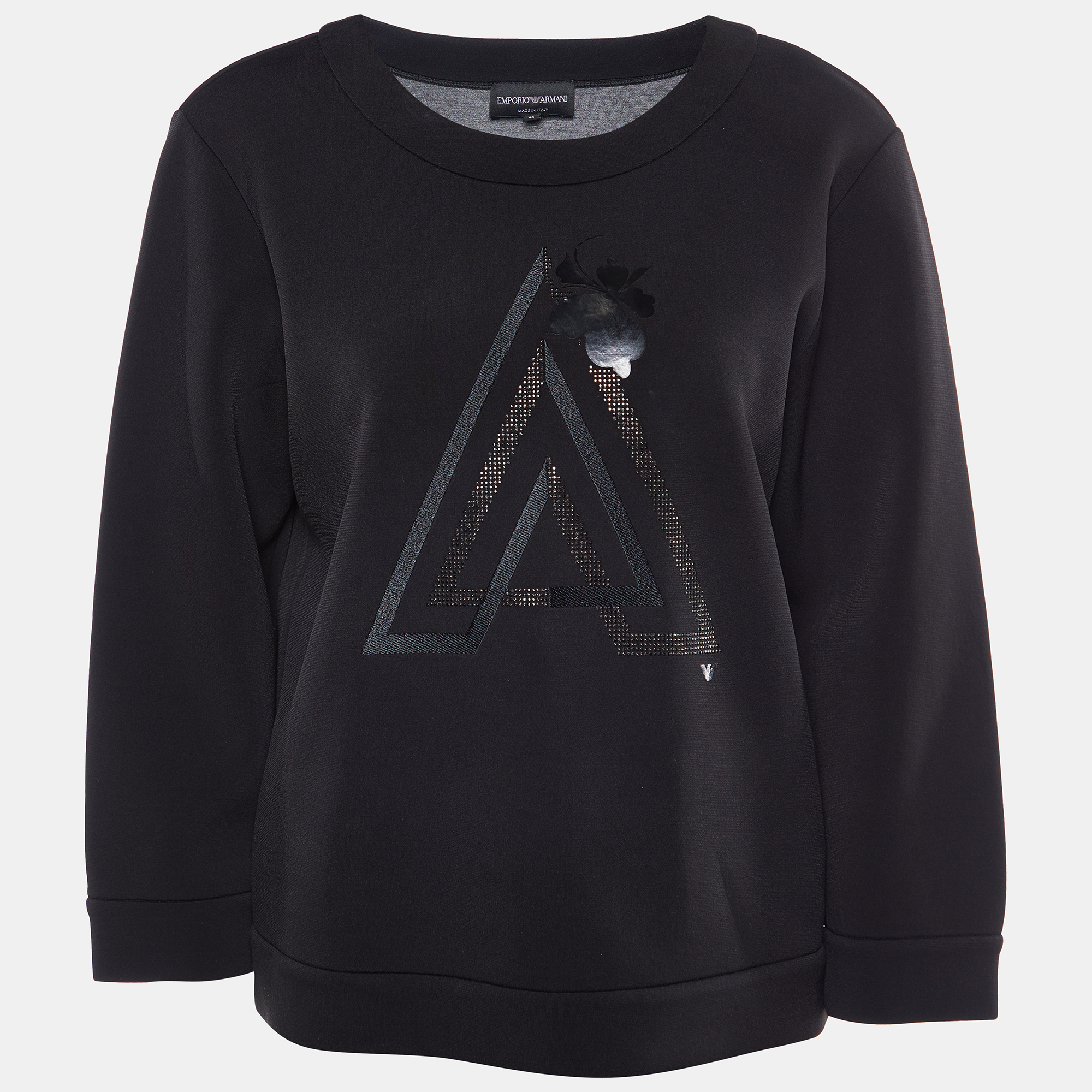 Pre-owned Emporio Armani Black Jersey A Embellished Sweatshirt L