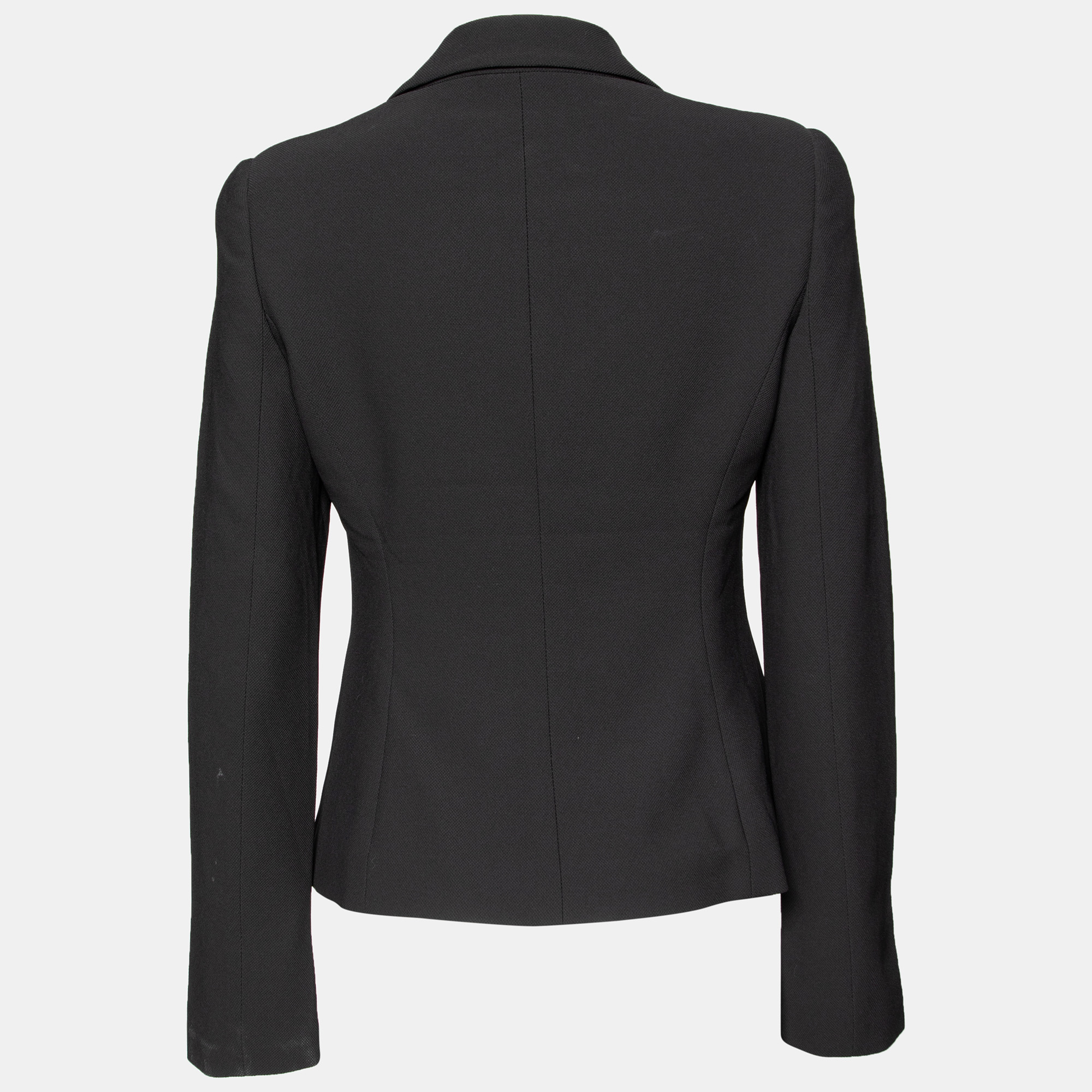 

Emporio Armani Black Textured Crepe Button Front Blazer