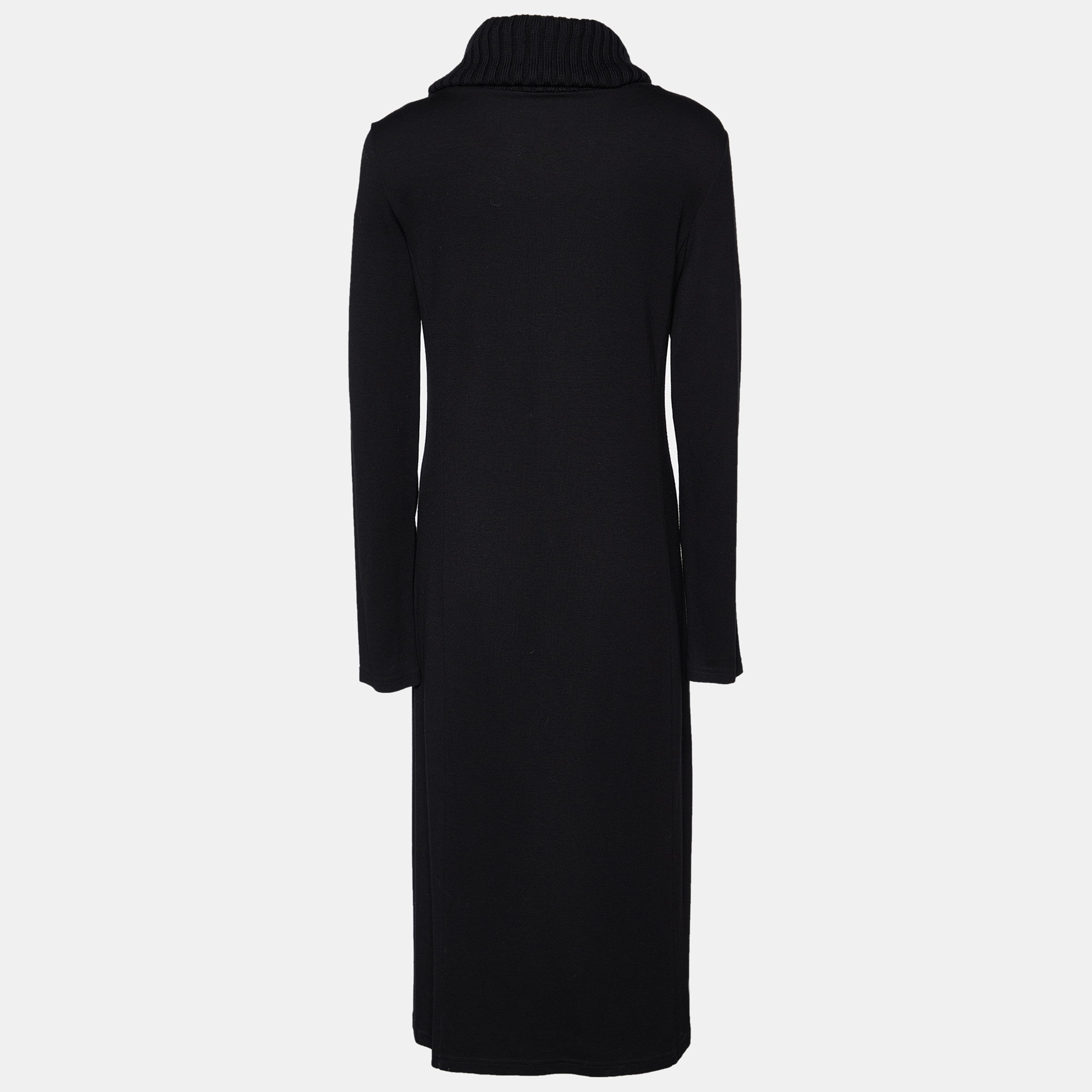 

Emporio Armani Black Jersey Knit Oversized Collar Detail Dress