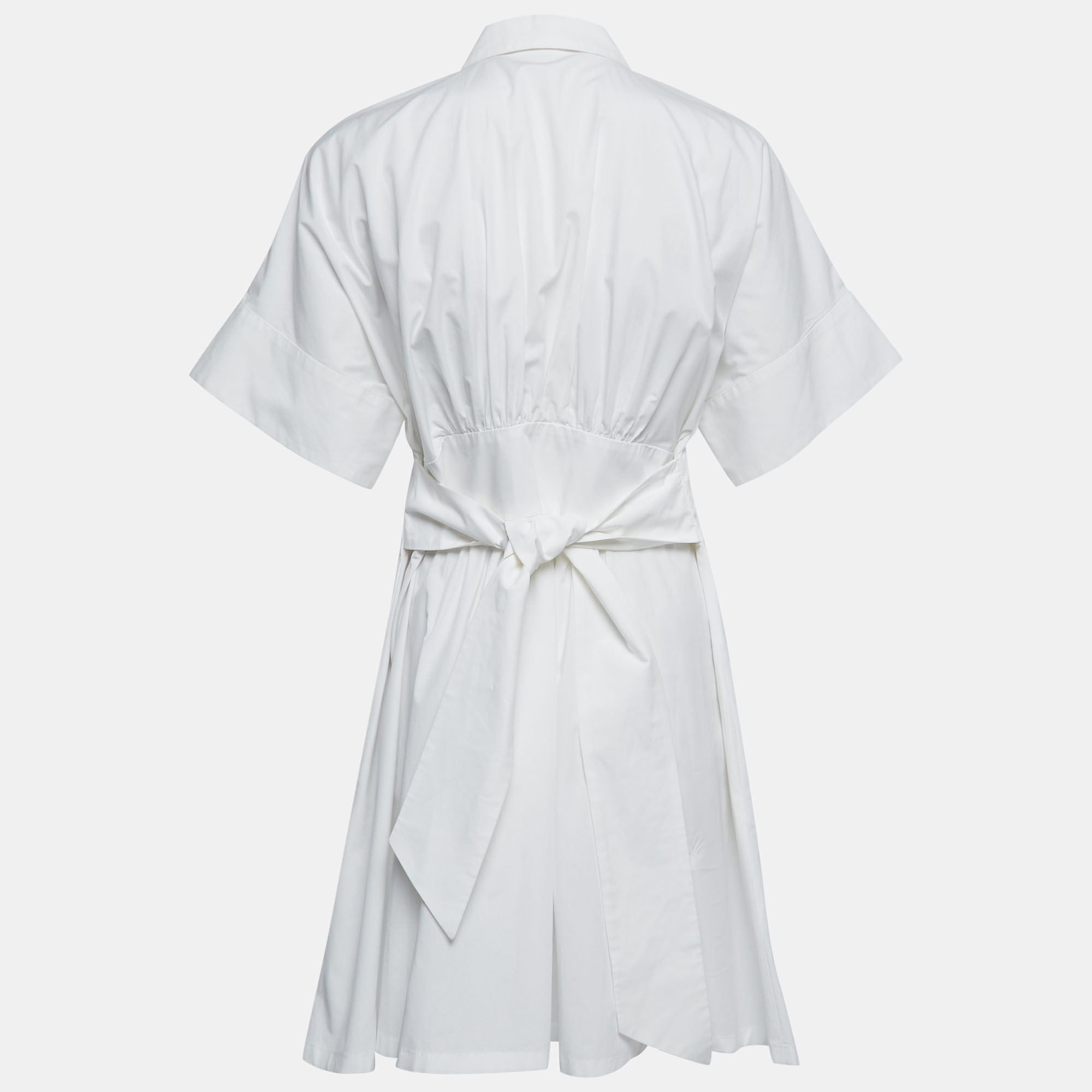

Emporio Armani White Cotton Button Front Belted Short Shirt Dress
