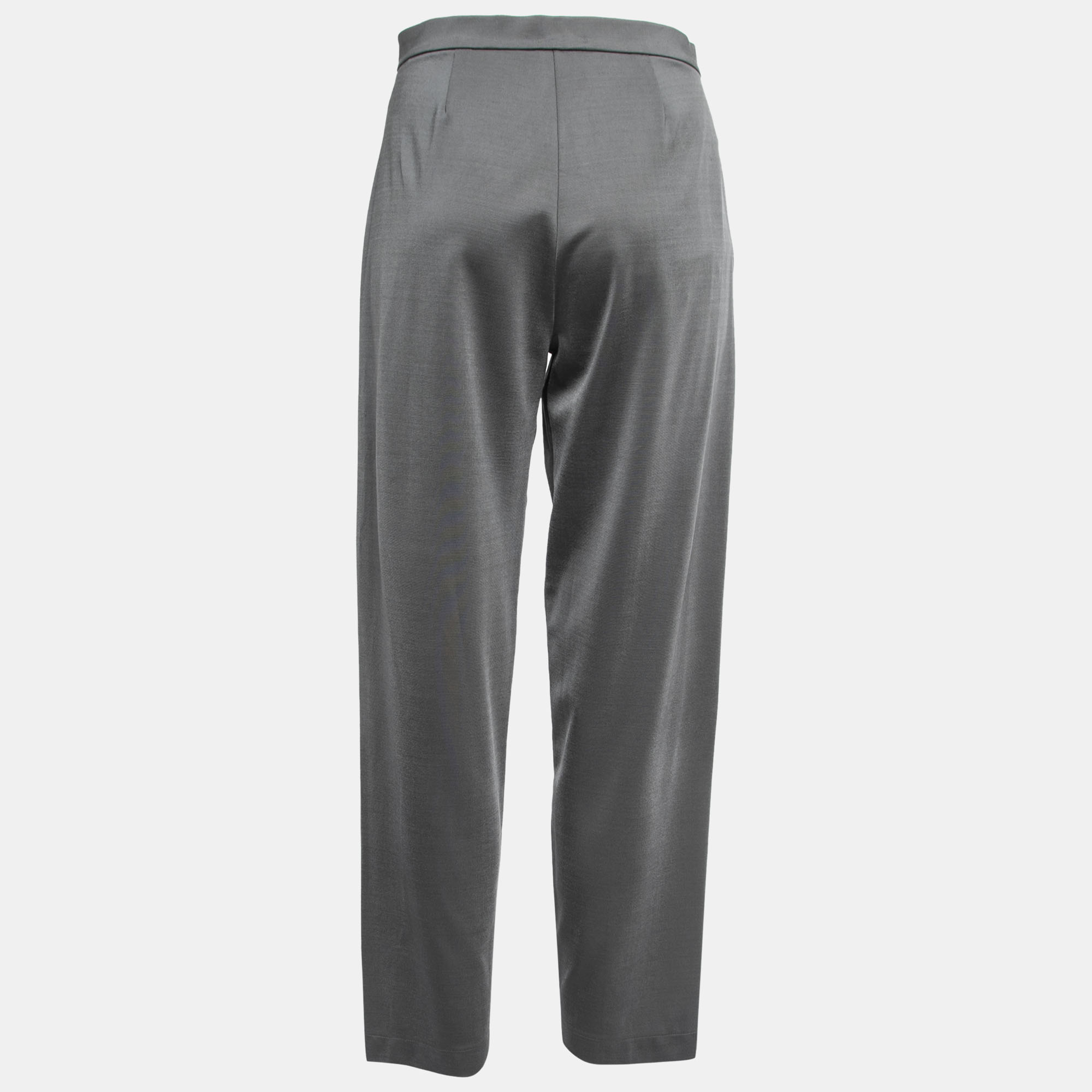 

Emporio Armani Grey Knit Front Pleat Wide Leg Trousers