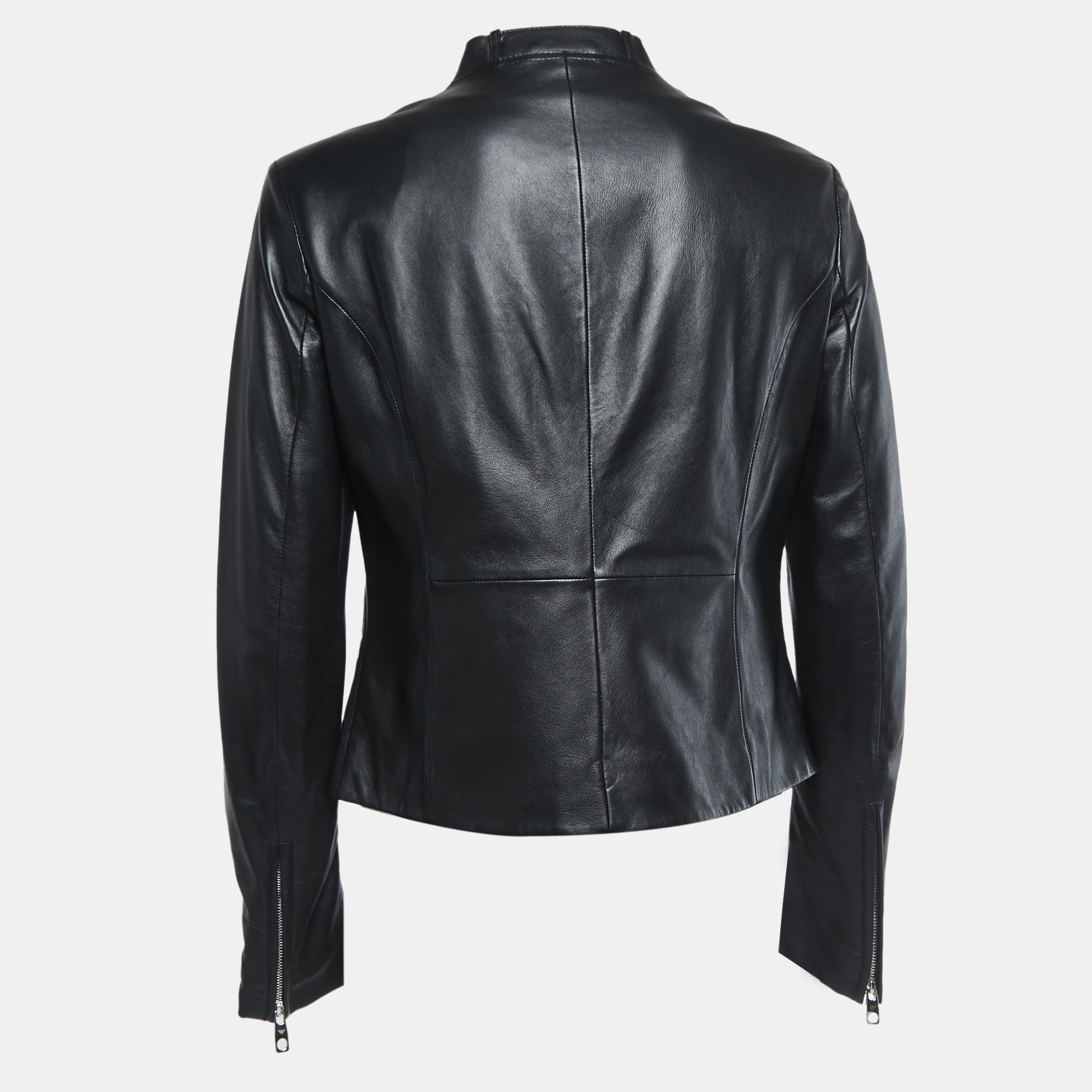 

Emporio Armani Black Leather Zip Up Jacket