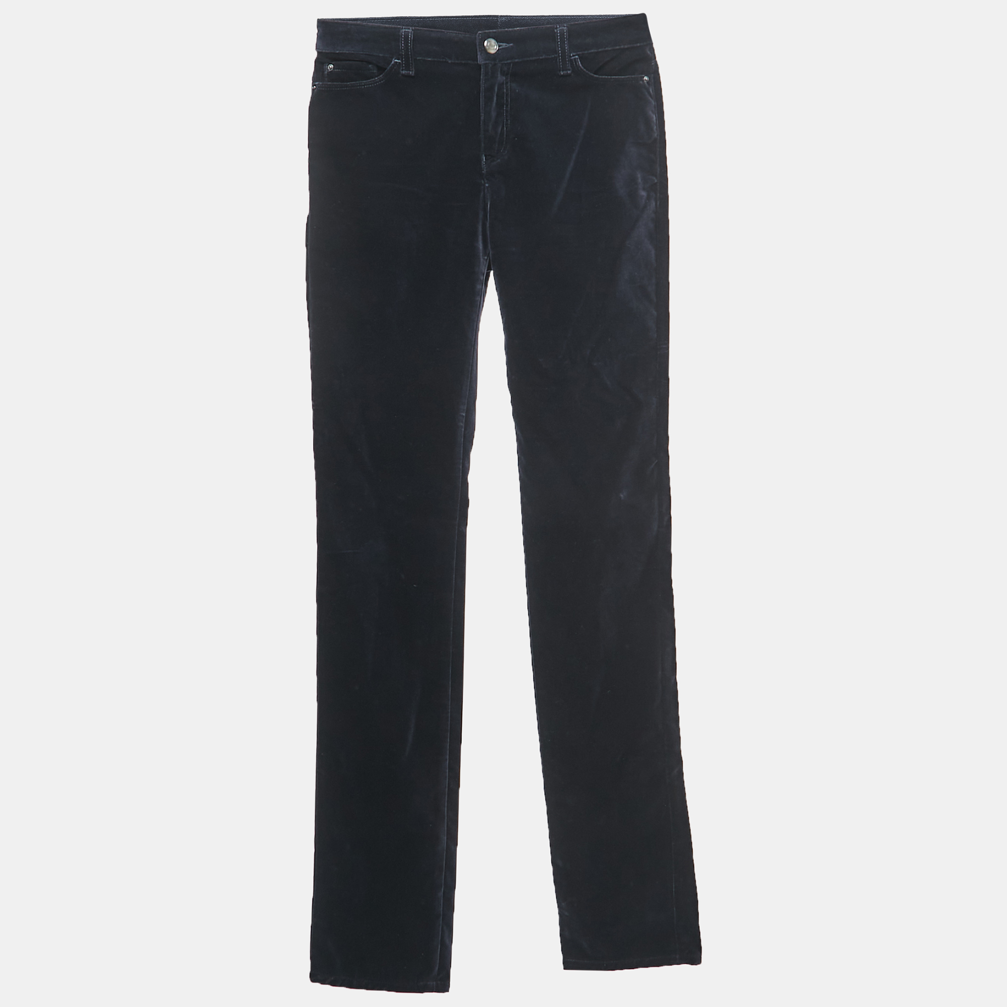 Pre-owned Emporio Armani Navy Blue Velvet Jeans S Waist 26"