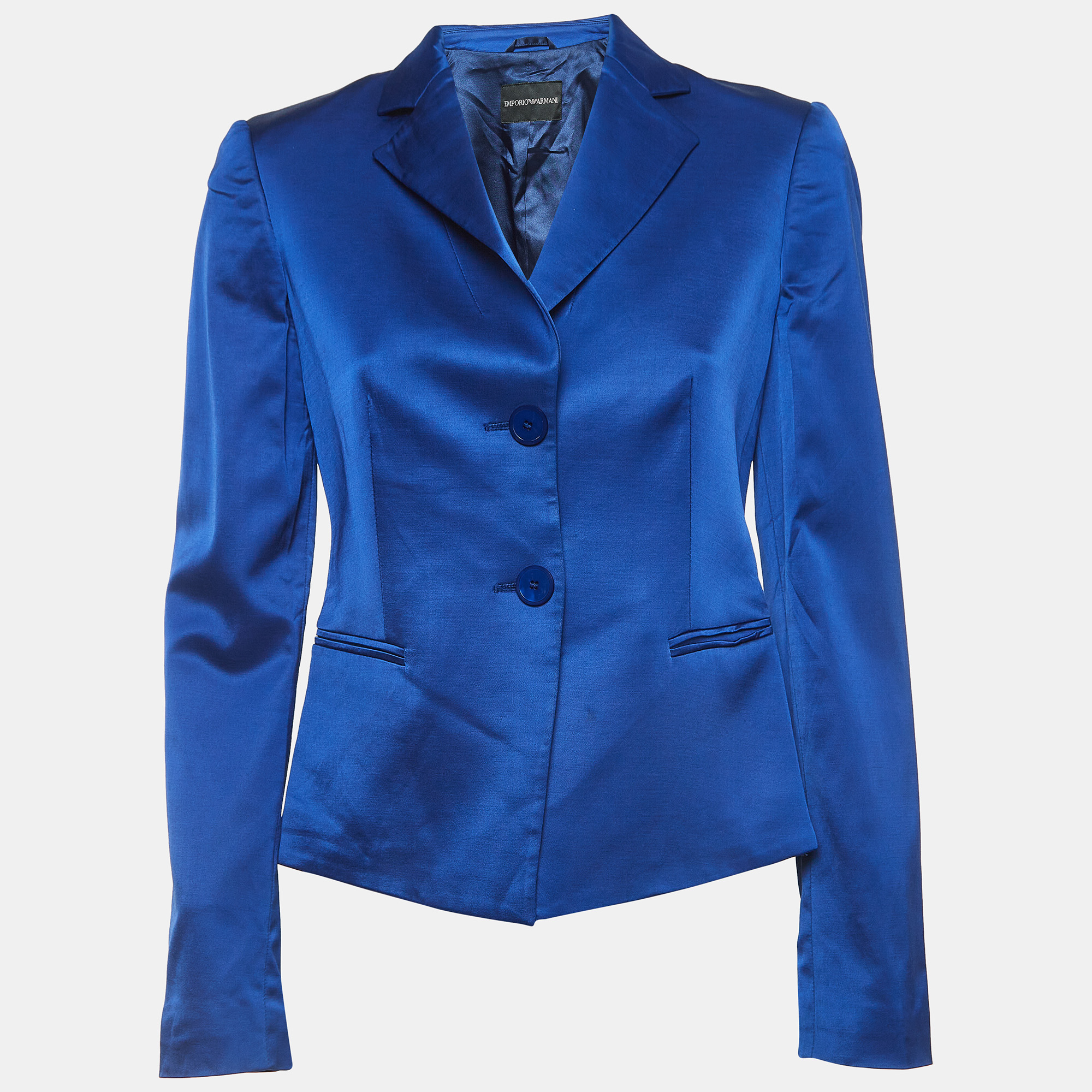 

Emporio Armani Blue Crepe Single Breasted Blazer