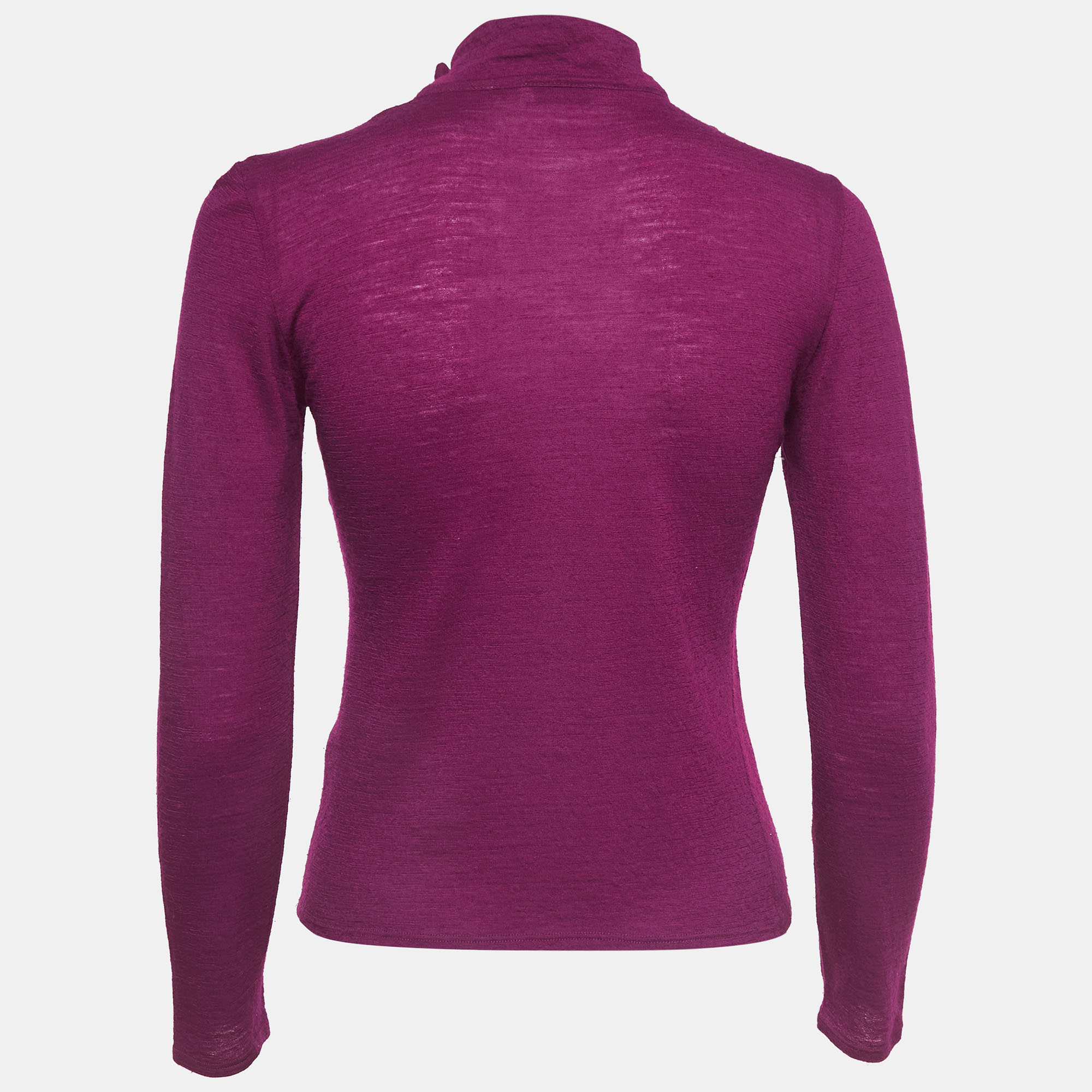 

Emporio Armani Burgundy Wool Knit Cut-Out Detail Top