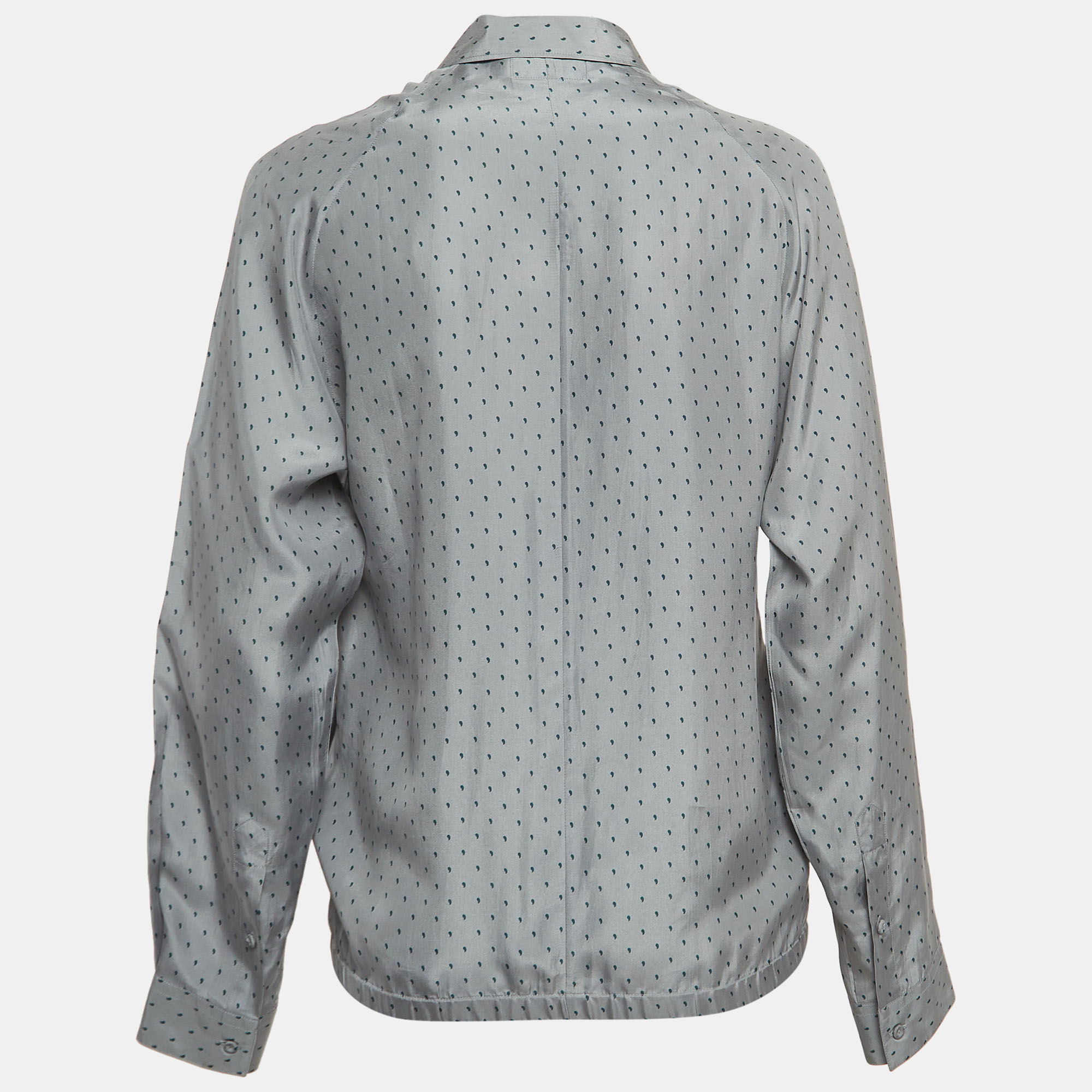 Emporio Armani Grey Paisley Print Silk Shirt S 