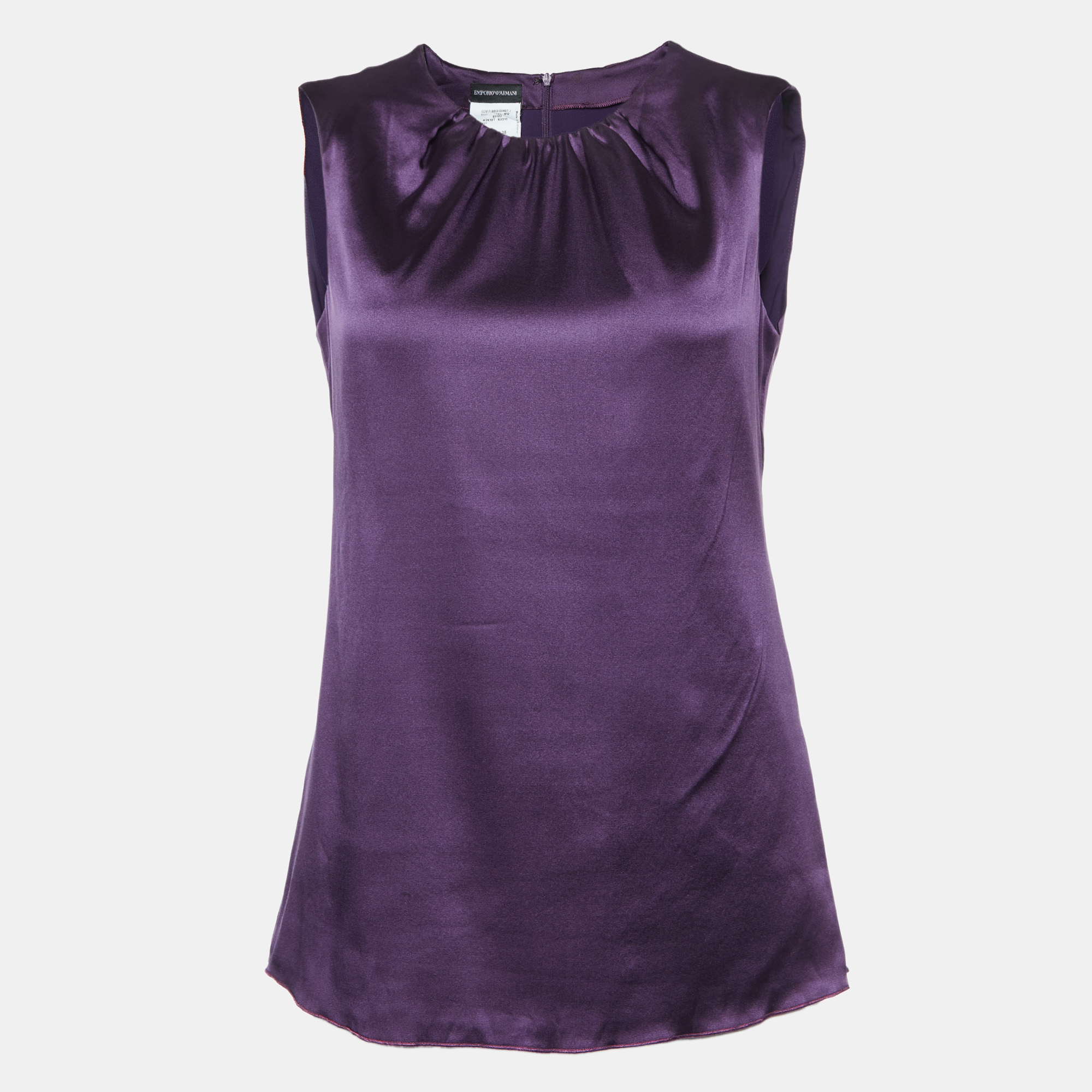 

Emporio Armani Purple Silk Satin Sleeveless Top S