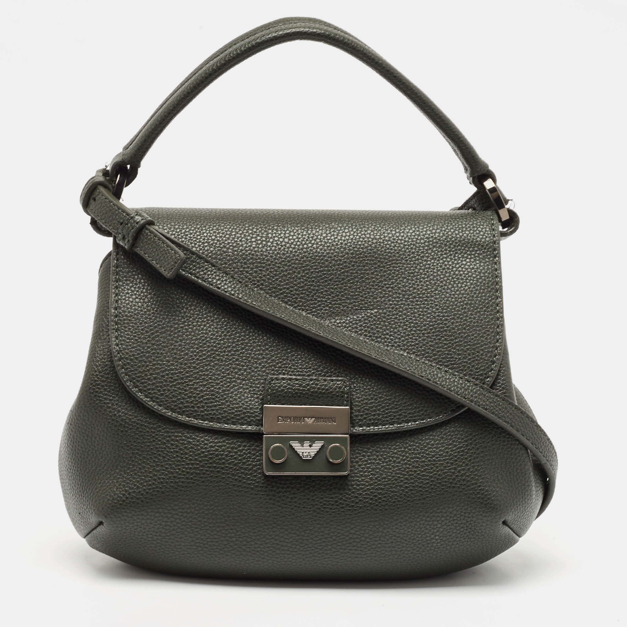 

Emporio Armani Dark Green Leather Ombra Shoulder Bag