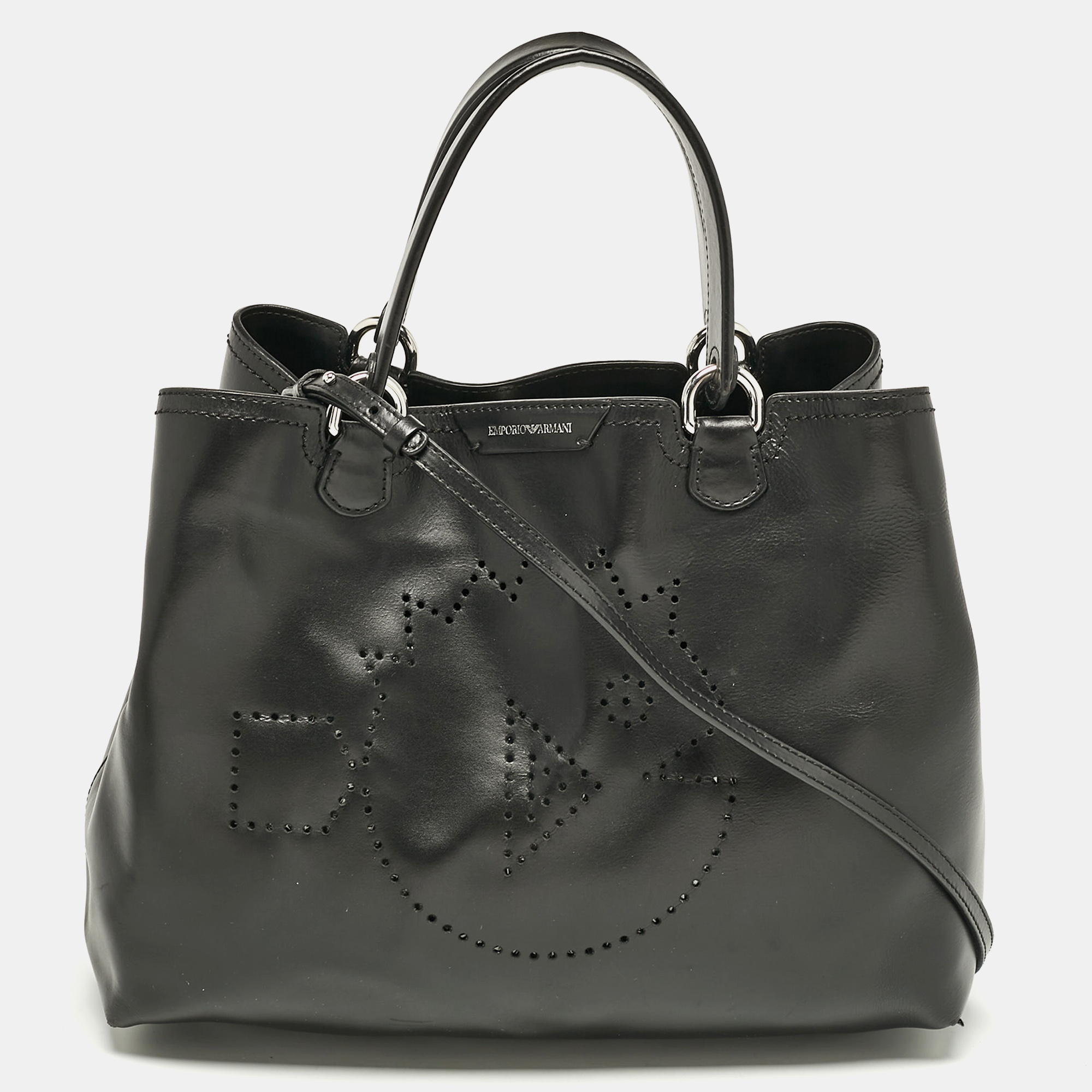 

Emporio Armani Black Perforated Leather Tote