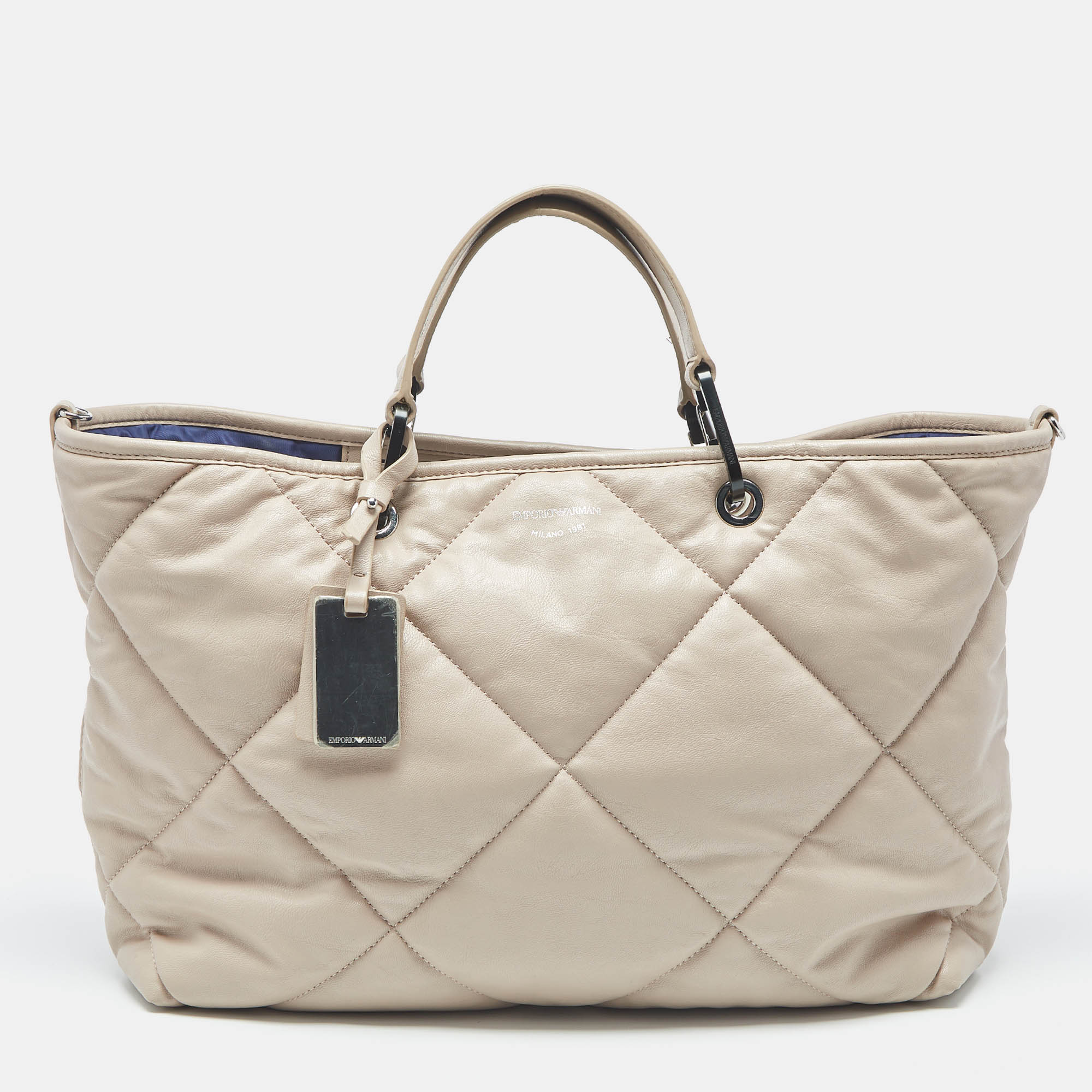 

Emporio Armani Beige Quilted Faux Leather  MyEA Tote