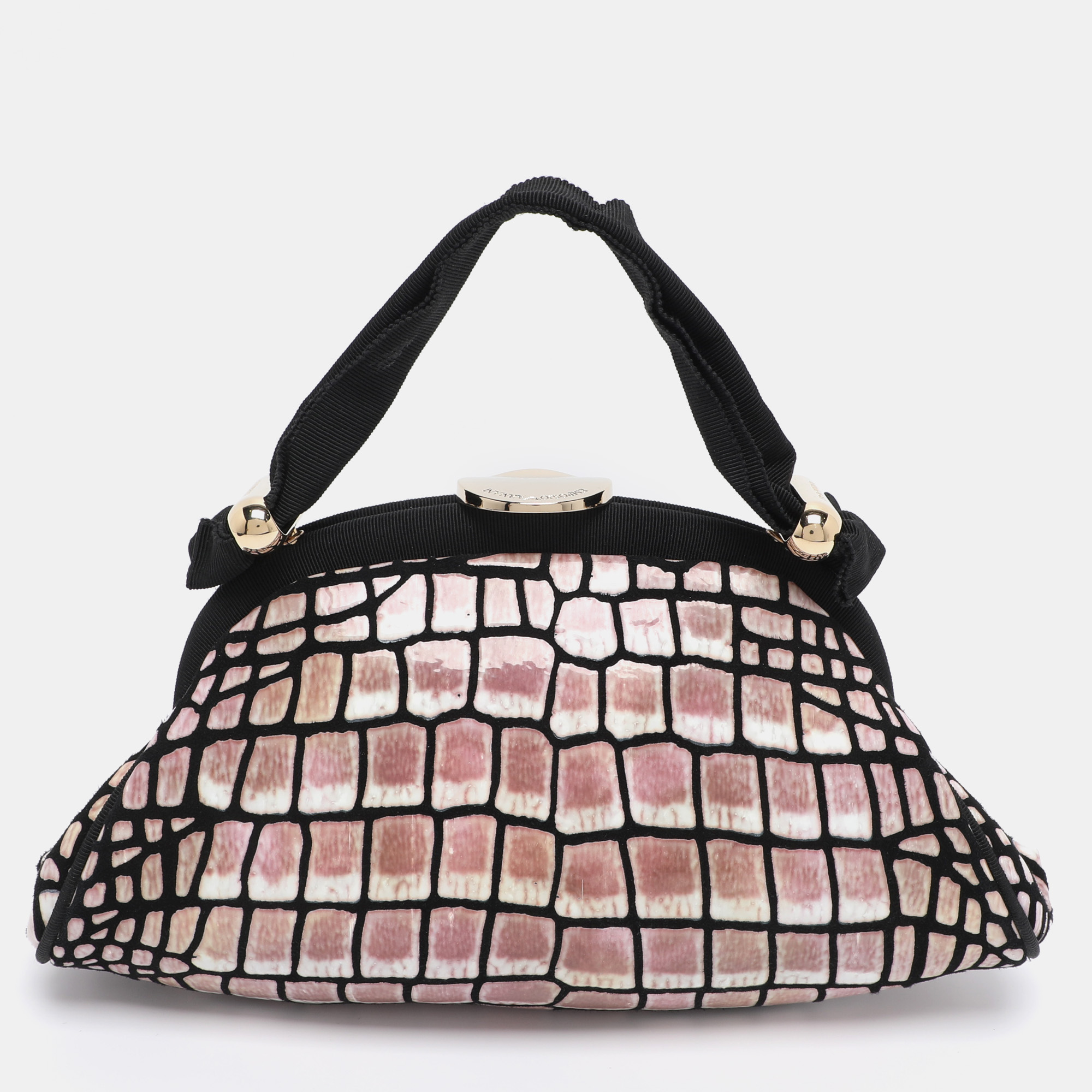 

Emporio Armani Multicolor Croc Print Leather Frame Satchel