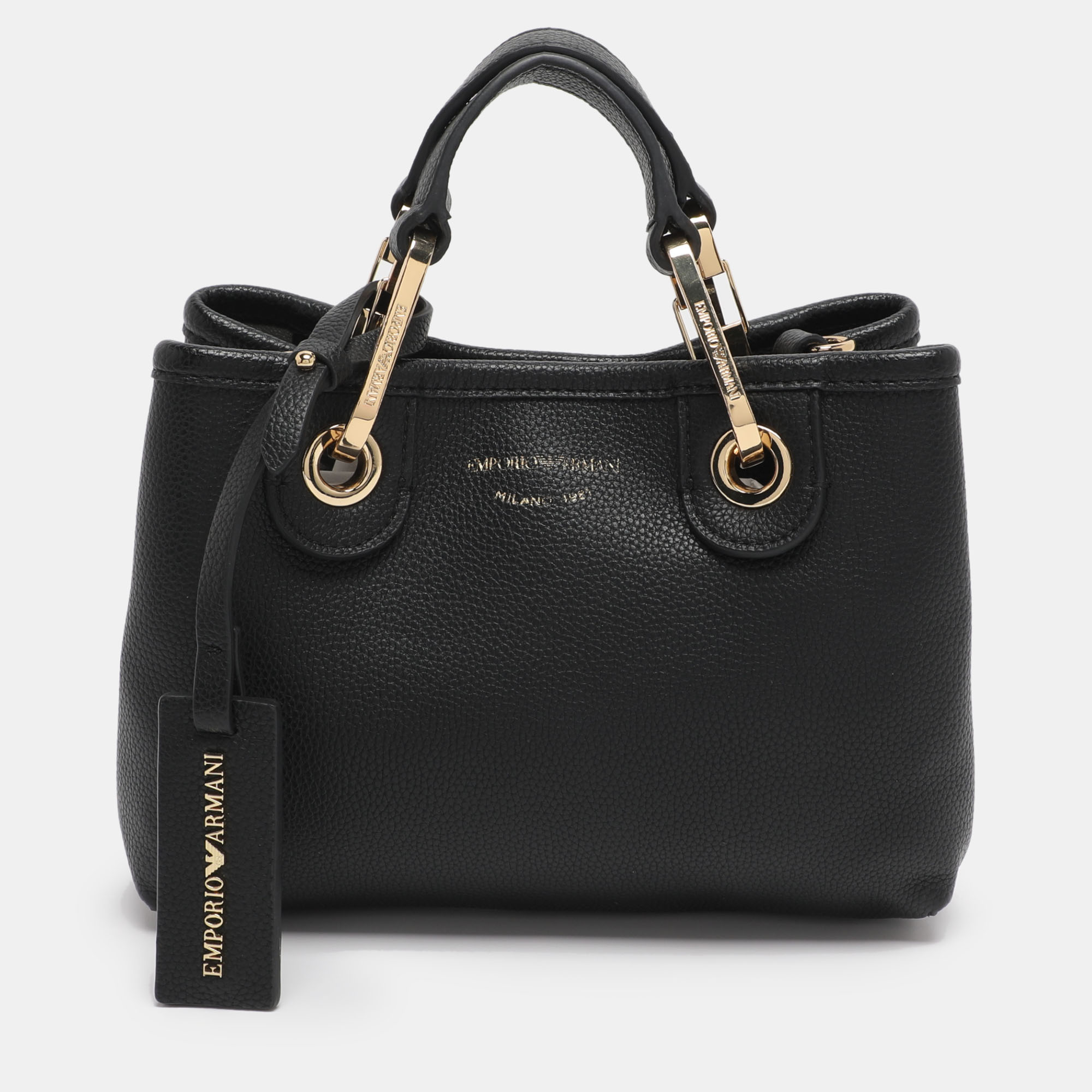 Pre-owned Emporio Armani Black Leather Small Myea Tote