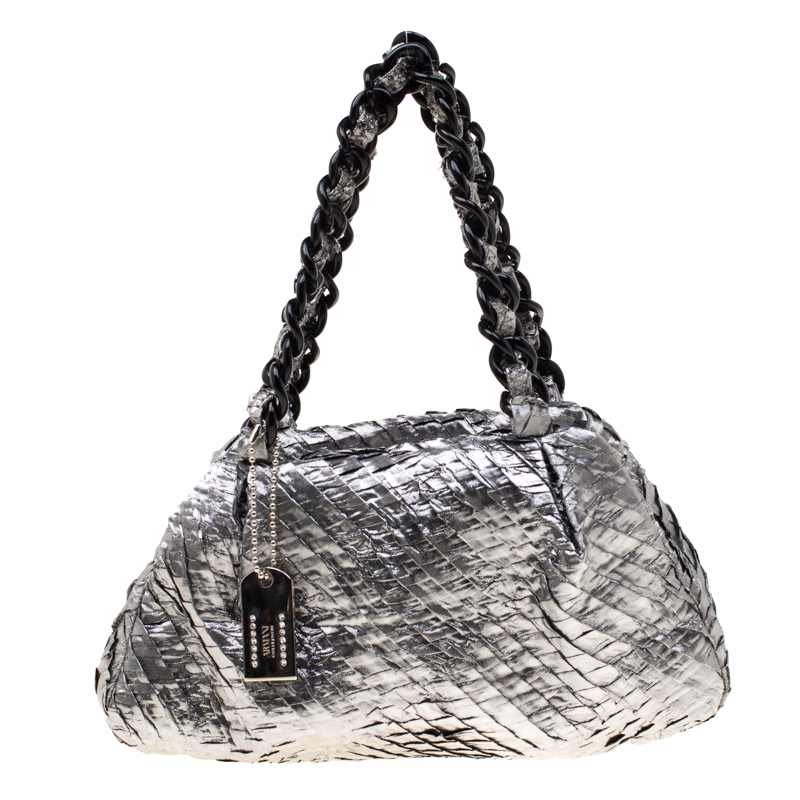 Pre Owned حقيبة ساتشل أرماني كوليزيوني نايلون مقوى فضية