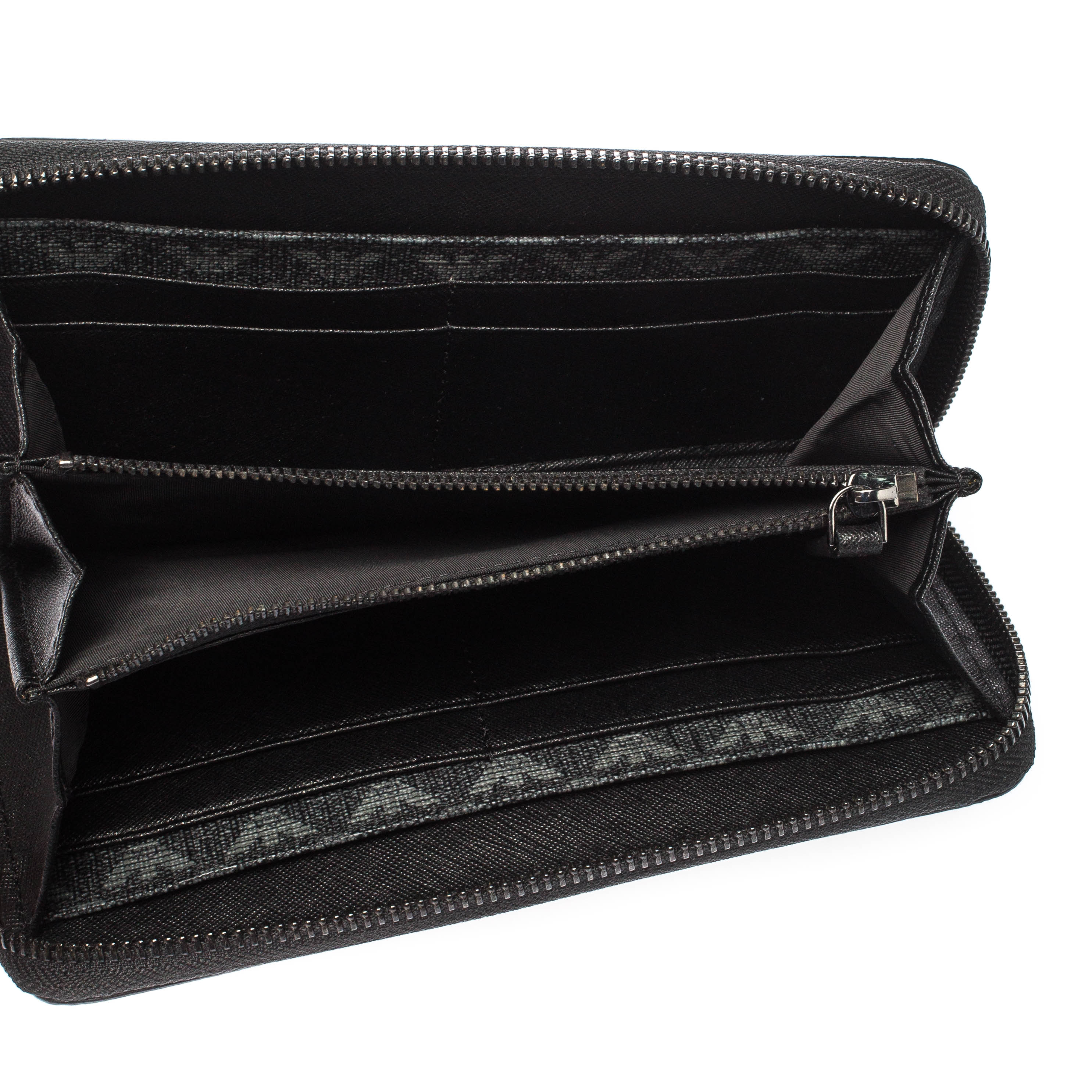 

Emporio Armani Black Printed Leather Zip Around Wallet