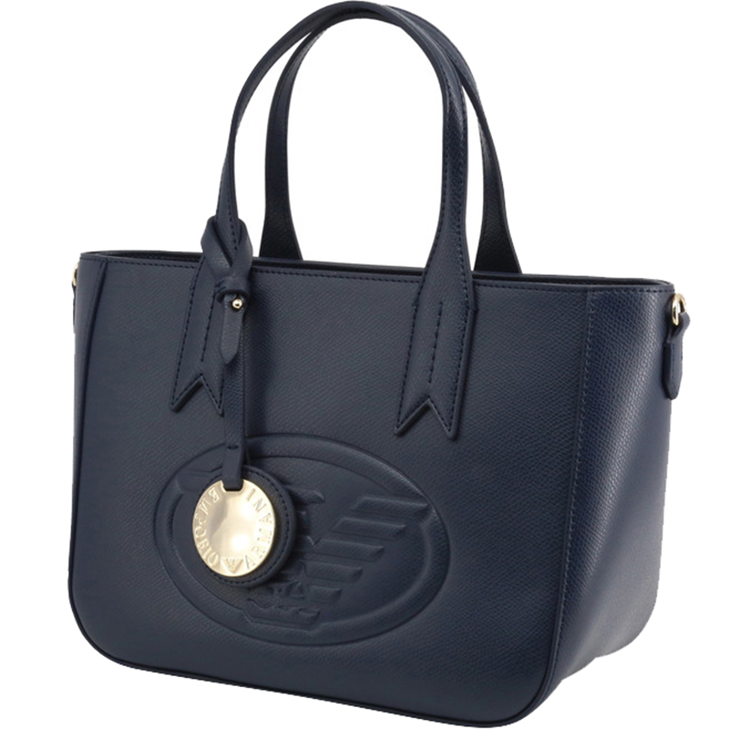 

Emporio Armani Blue Faux Leather Top Handle Bag