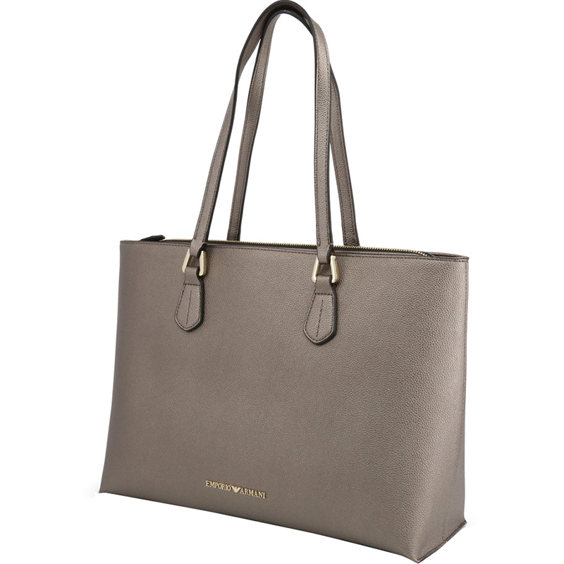 

Emporio Armani Metallic Brown Faux Leather Shopping Tote, Grey