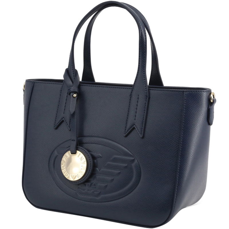 

Emporio Armani Blue Faux Leather Top Handle Bag, Navy blue