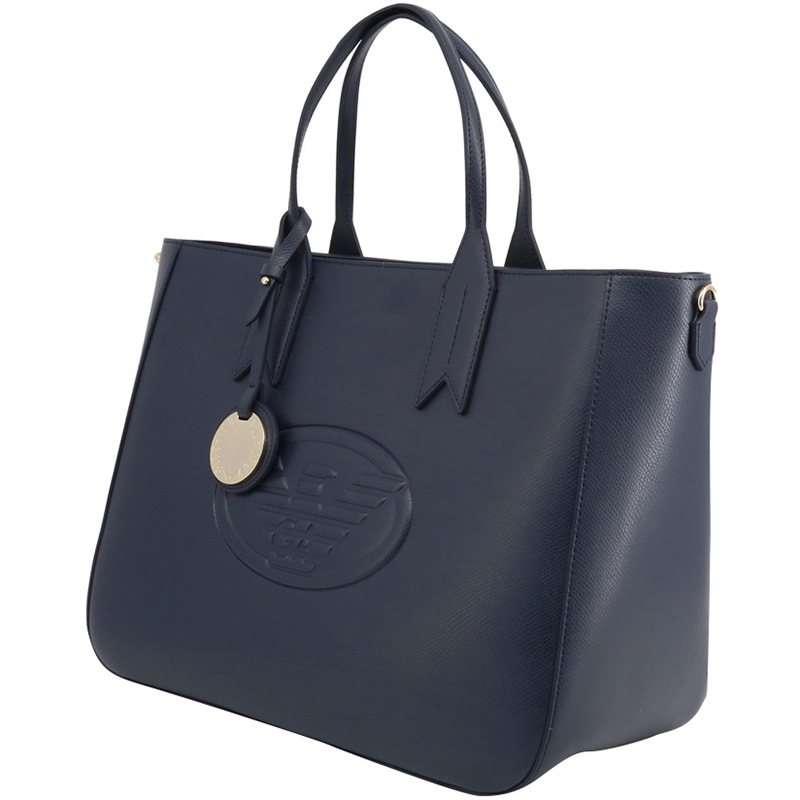 

Emporio Armani Blue Faux Leather Shopping Tote, Navy blue