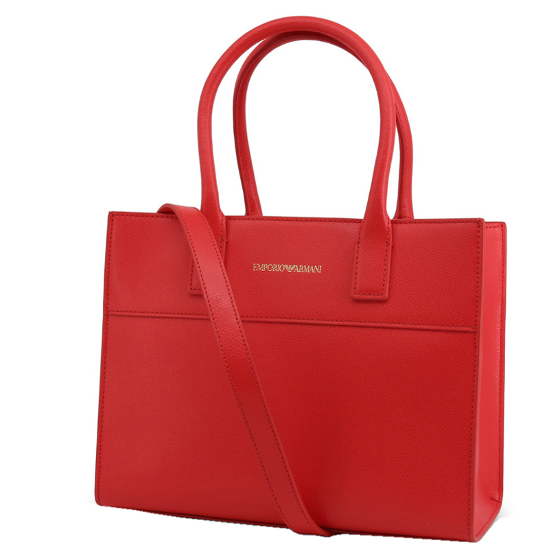 

Emporio Armani Raspberry Leather Top Handle Bag, Red